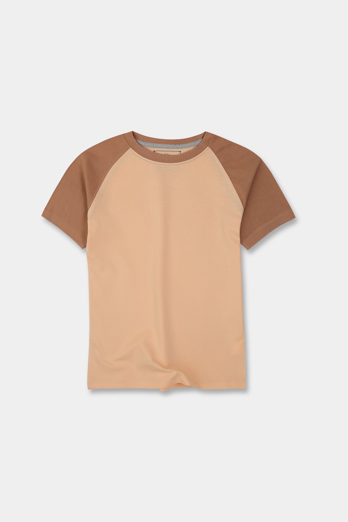 Boys Solid Beige Raglan T-shirt