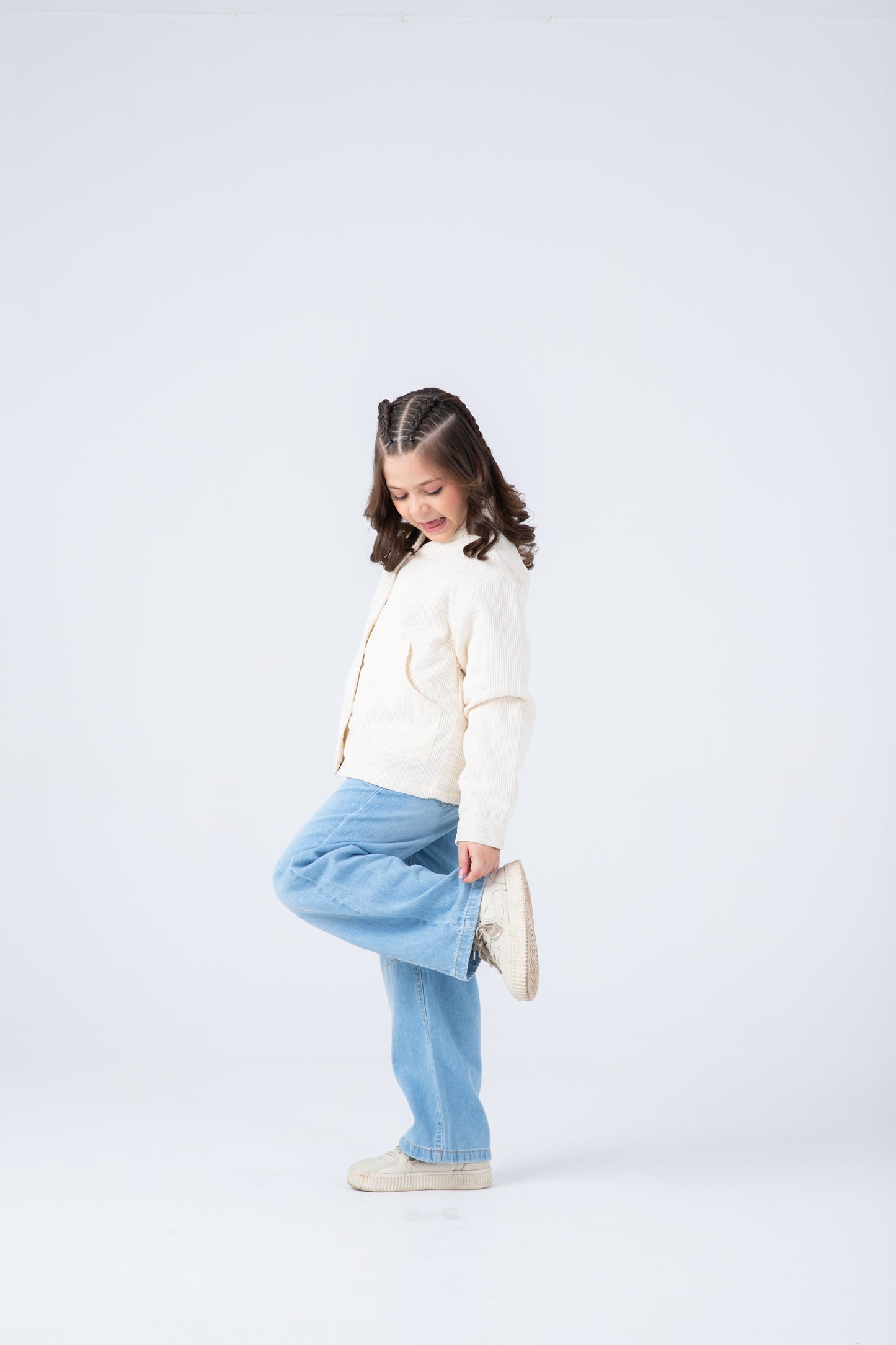 Girls Off-white Corduroy Jacket