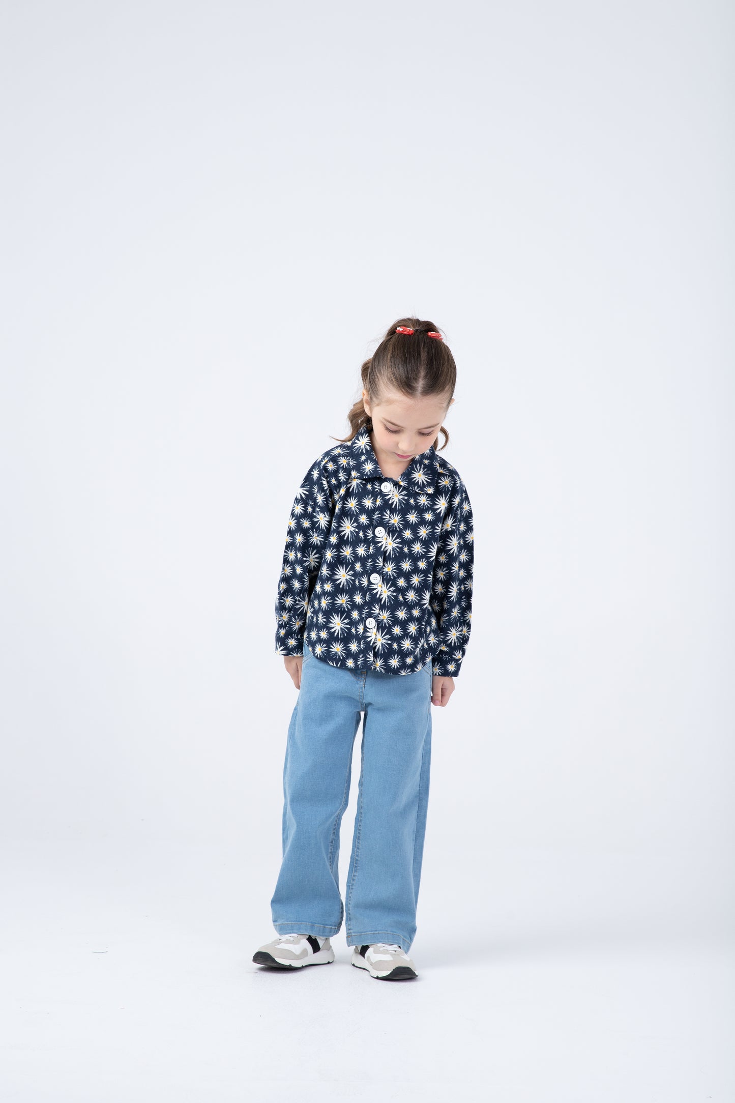Navy Spark Flannel Top
