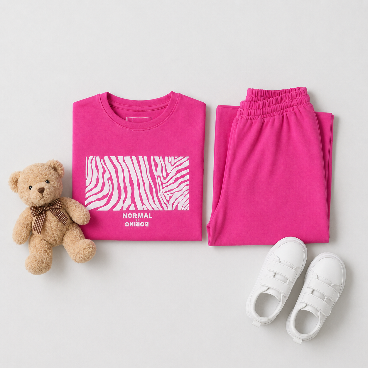 Hot Pink Graphic Jersey Co-ord Set