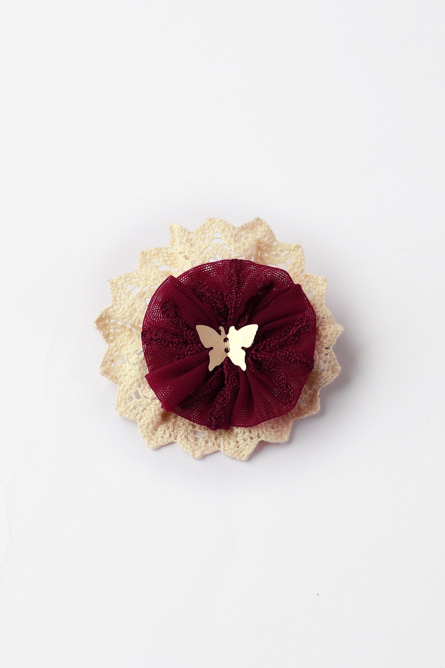 Off-white & Maroon Hair Clip