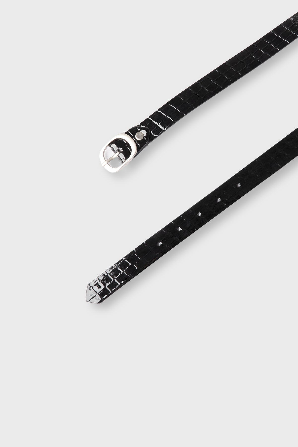Girls Glossy Black Leather Belt