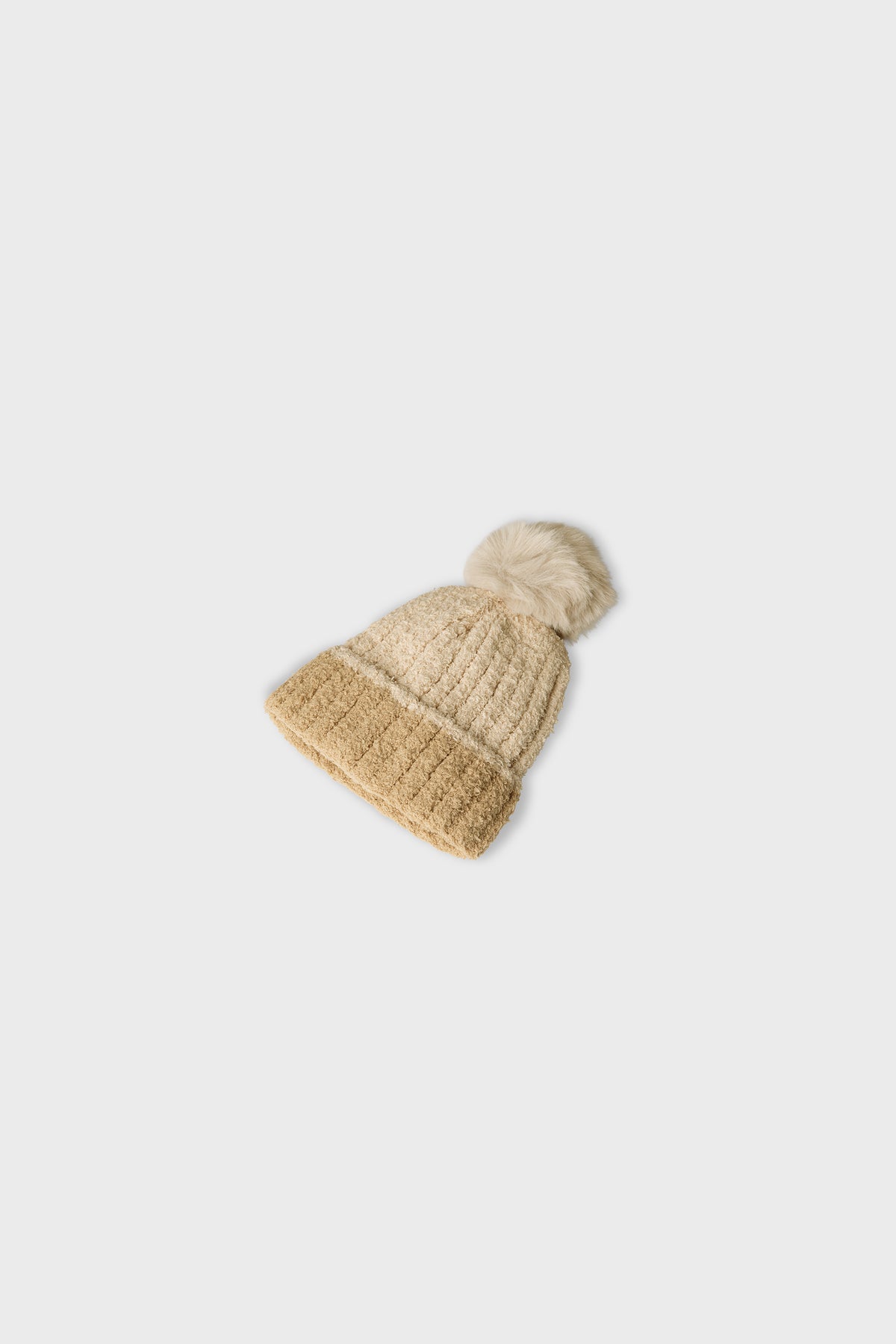 Beige Cloud Pom-Pom Girls Cap