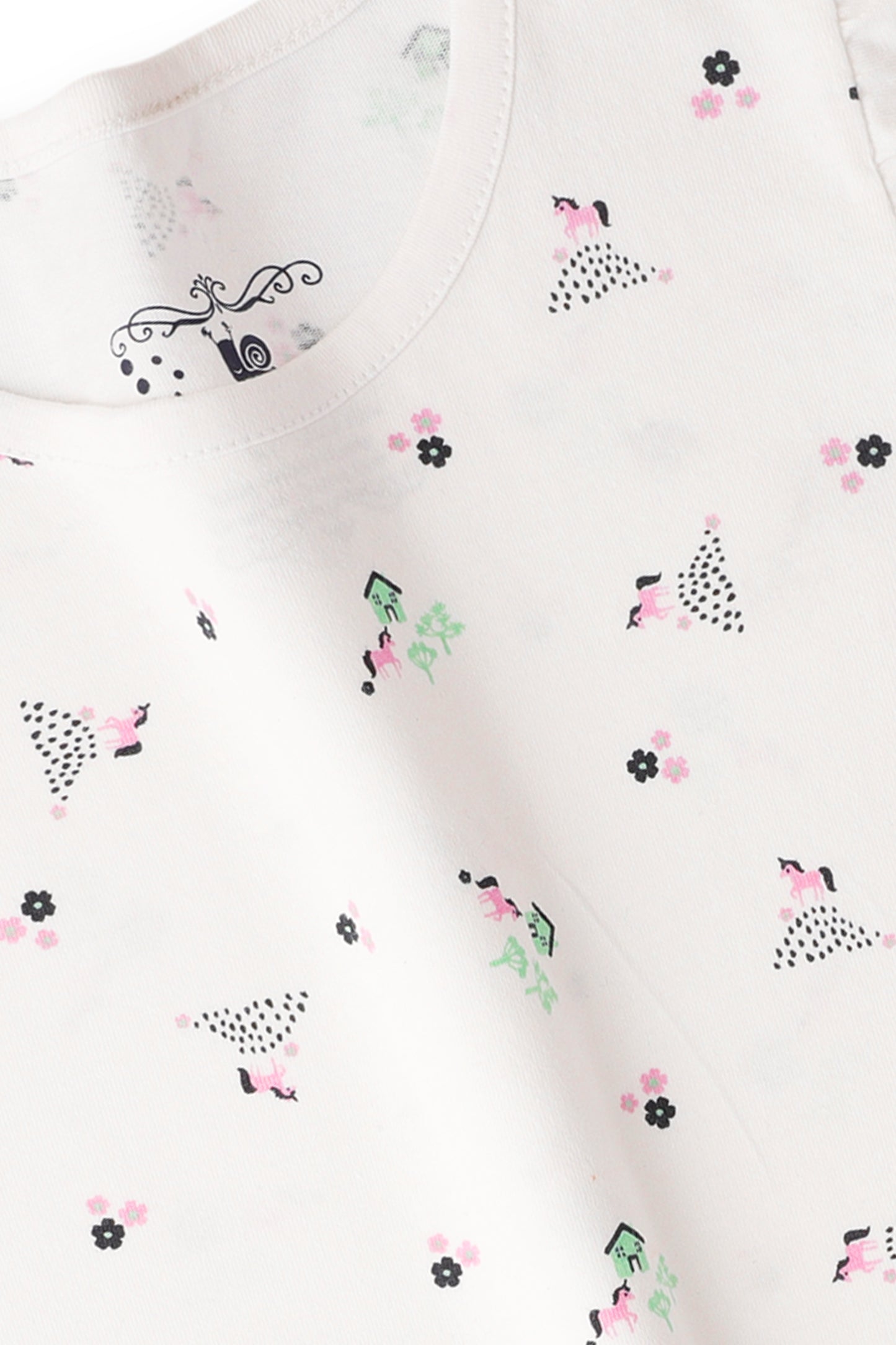 Girls White Unicorn Printed T-shirt