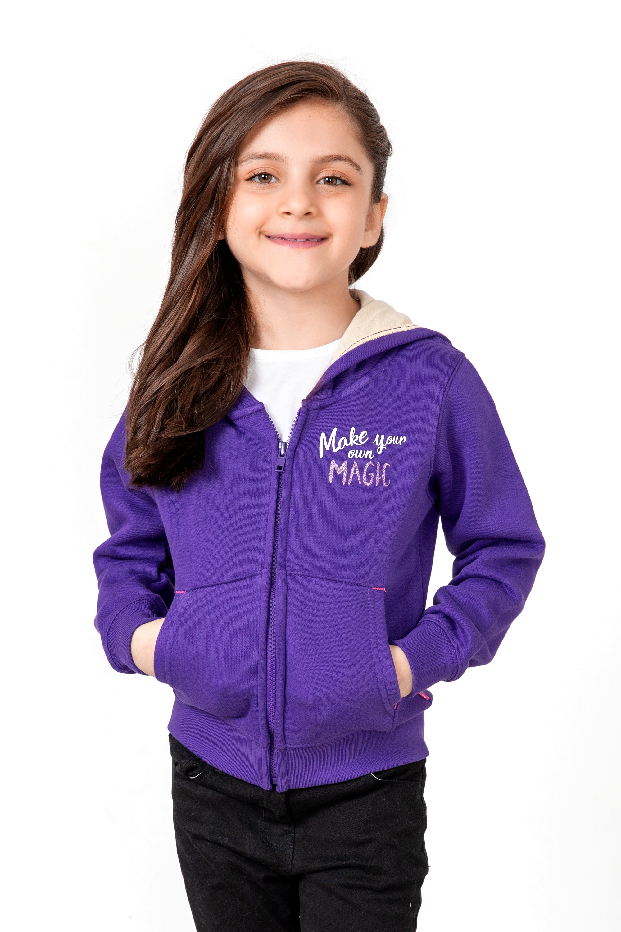 Girls Purple Fleece Hoodie Rollover Kids Company