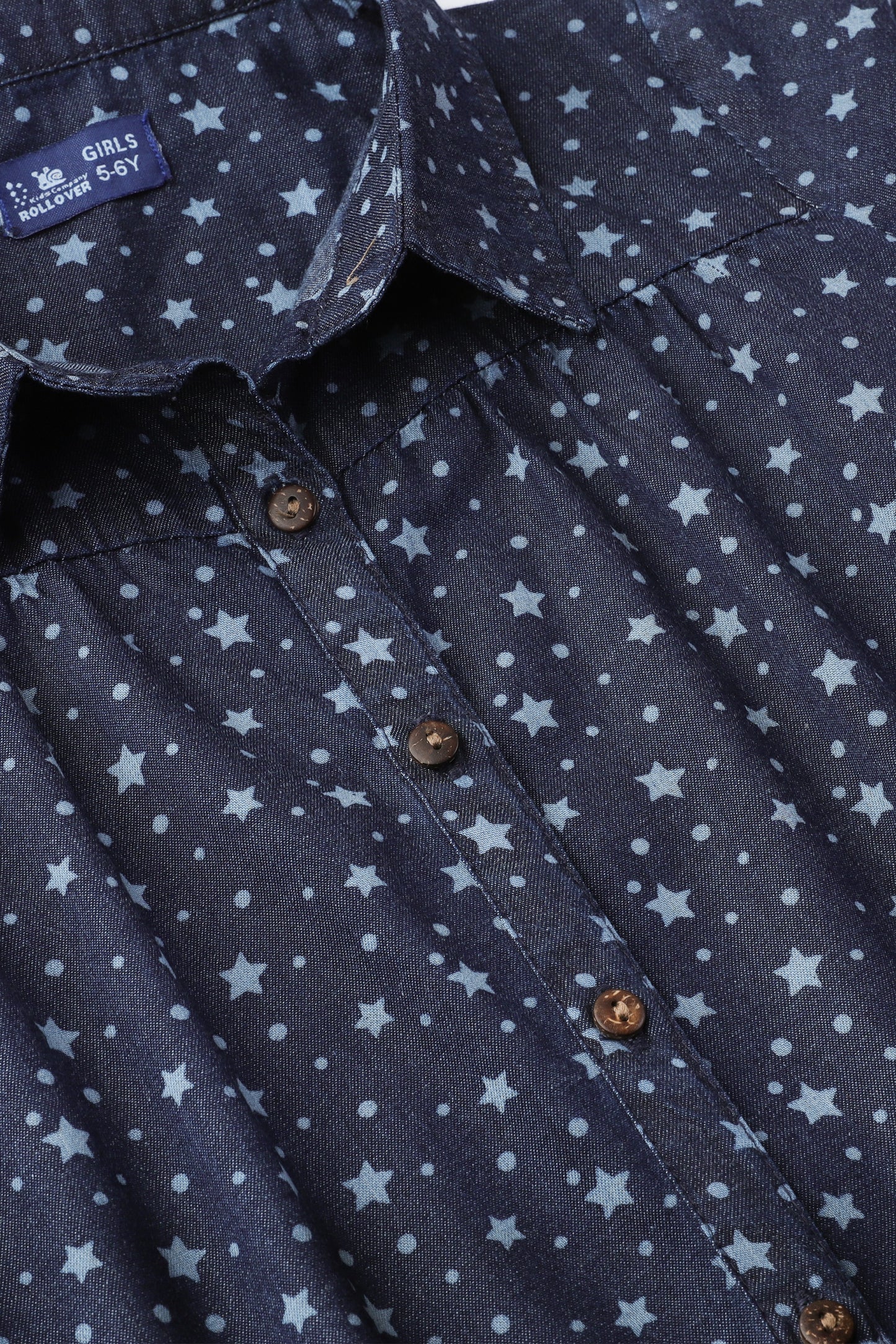 Starry Denim Button-Down Top