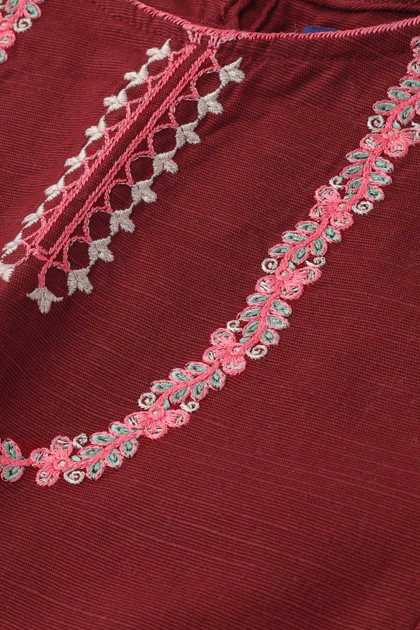 Maroon Embroidered Khaddar Top