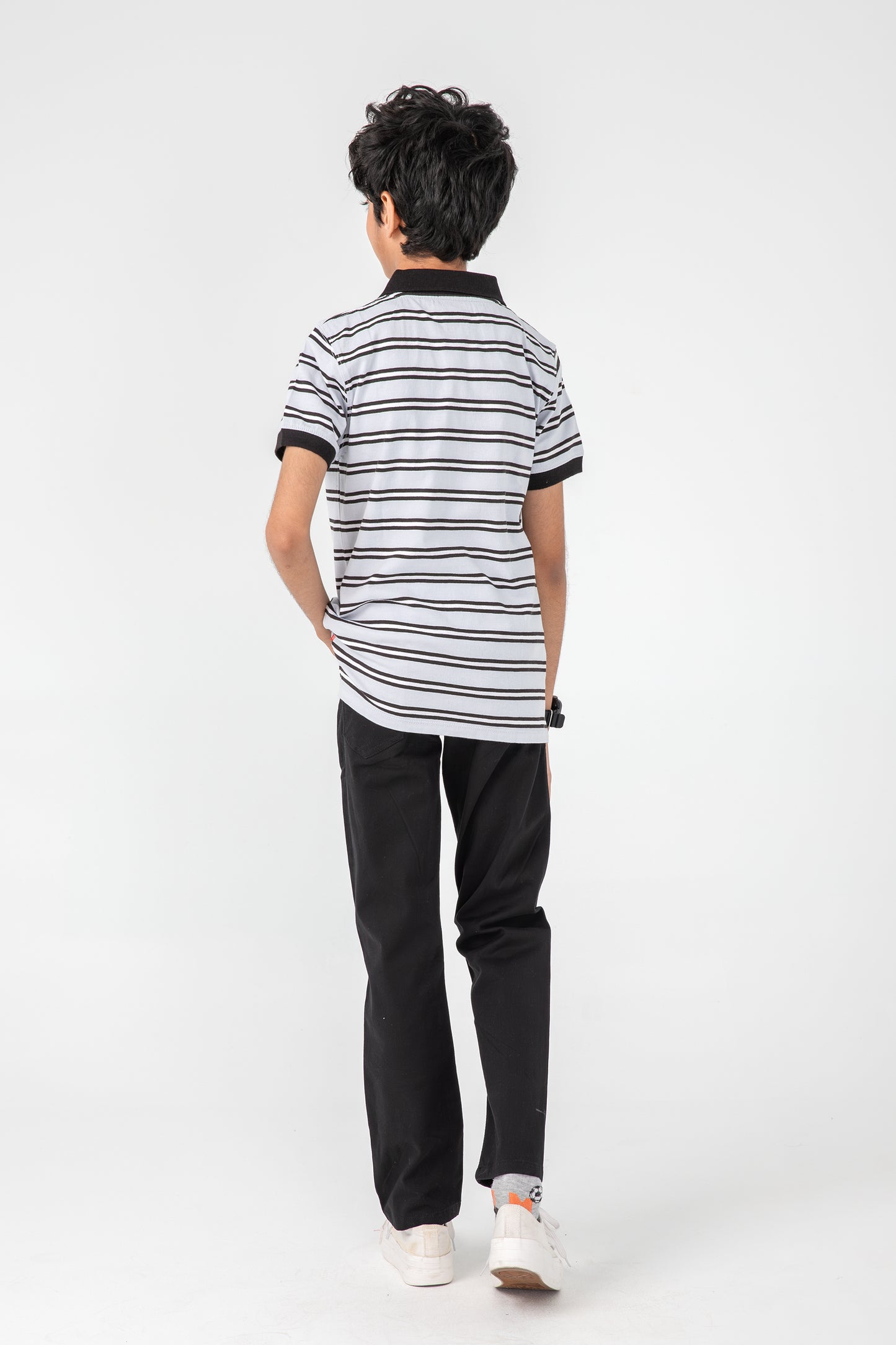 Black & White Yarn-Dyed Polo