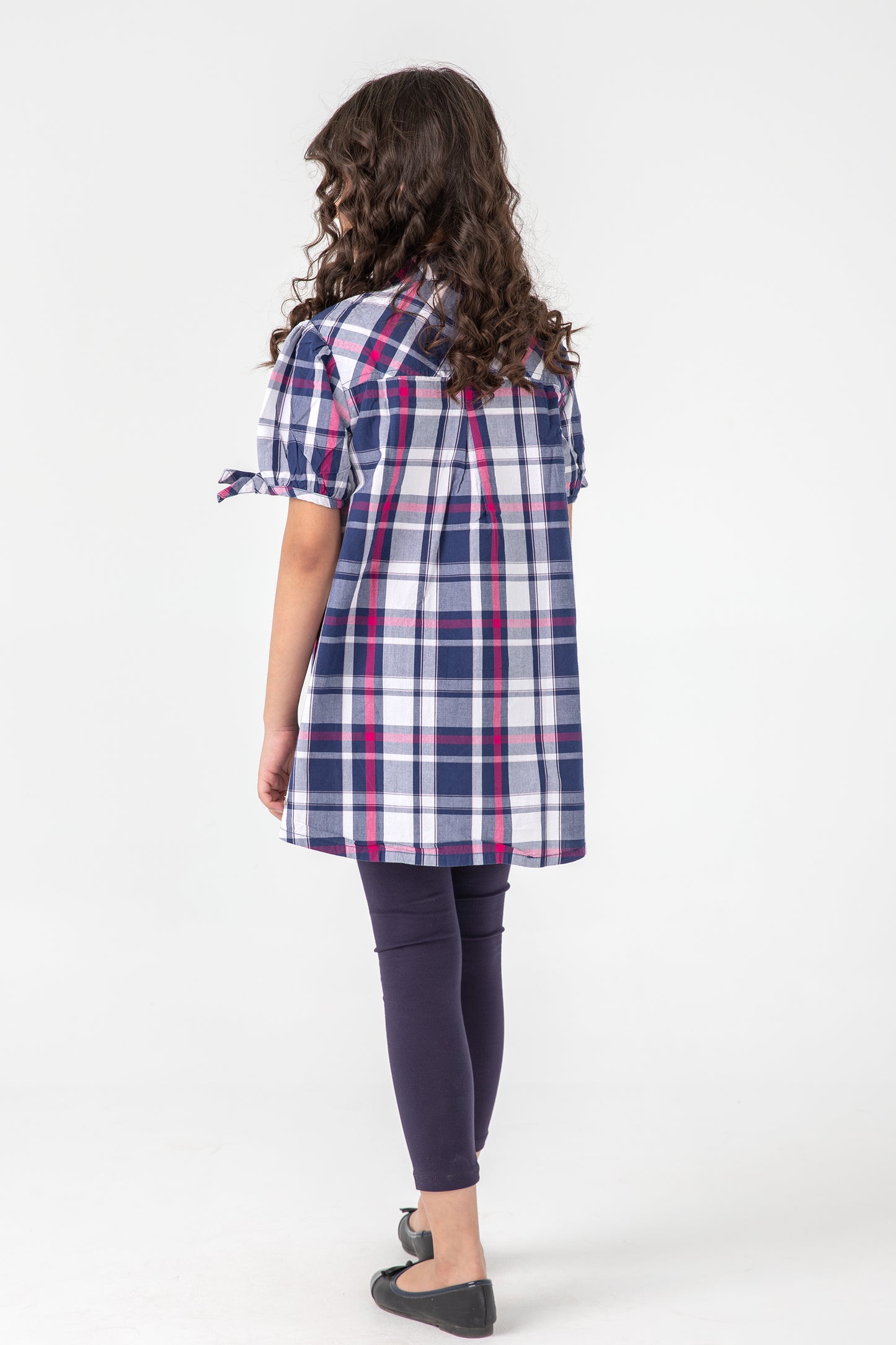 Navy Checks Cotton Top