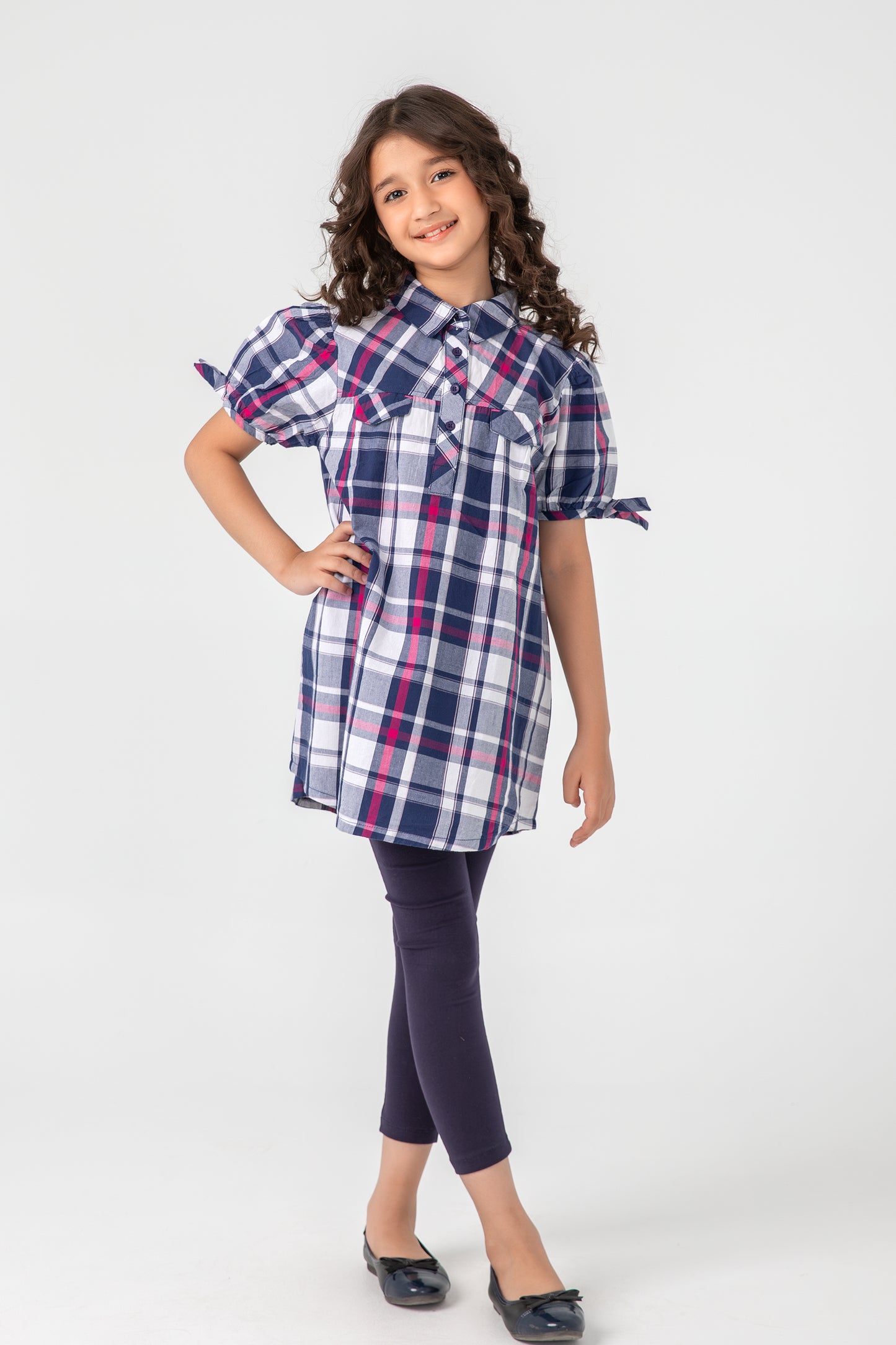 Navy Checks Cotton Top