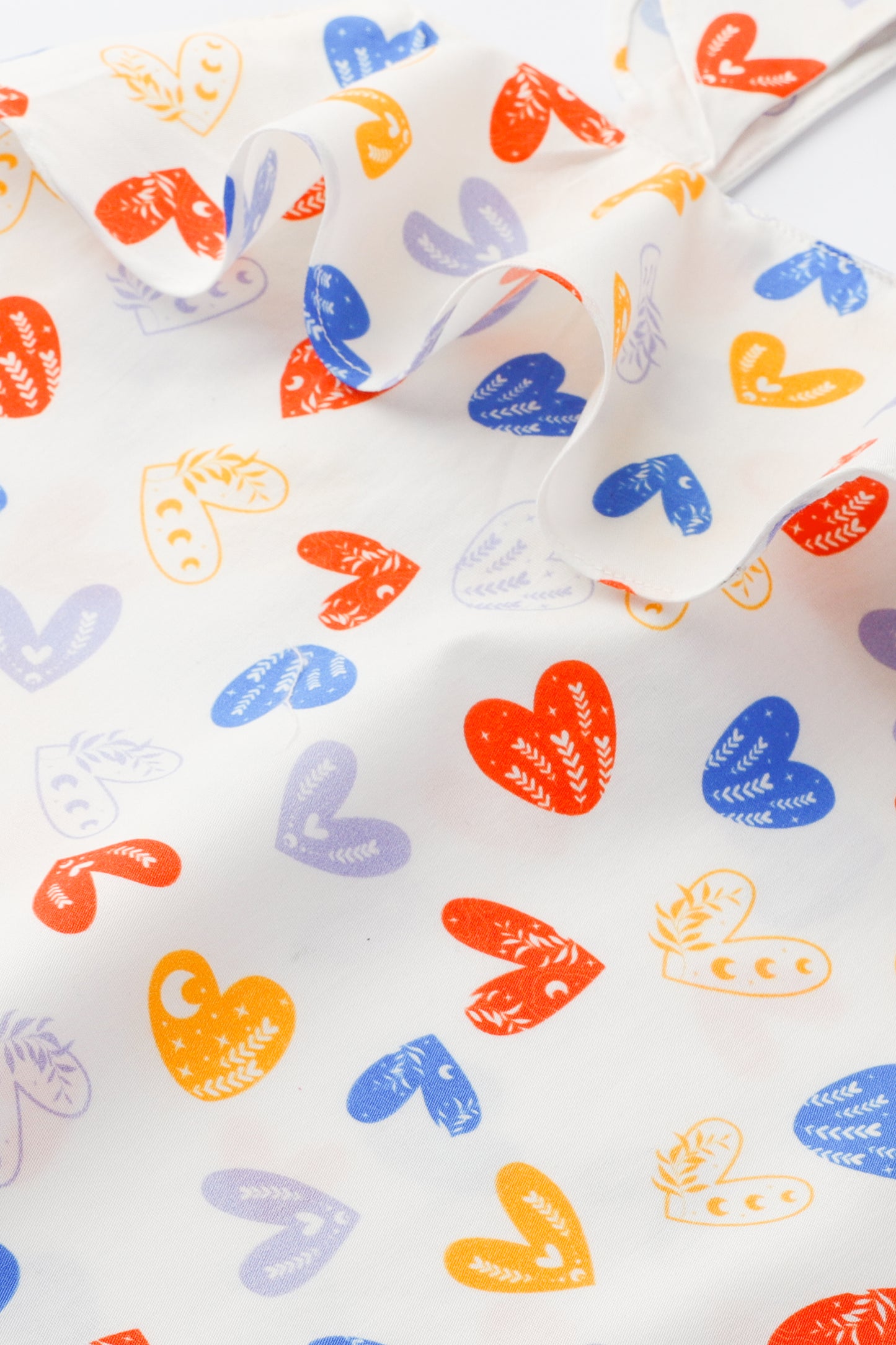 White Heart Printed Cotton Top