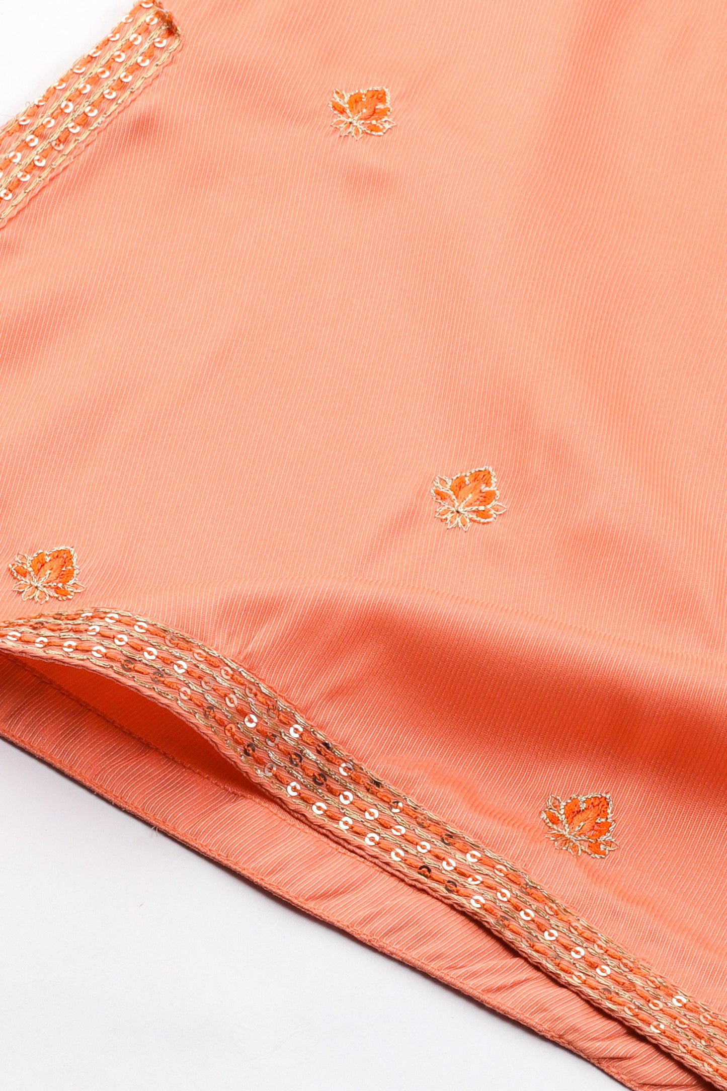 Girls' Orange Embroidered Kurti Set - 3pc