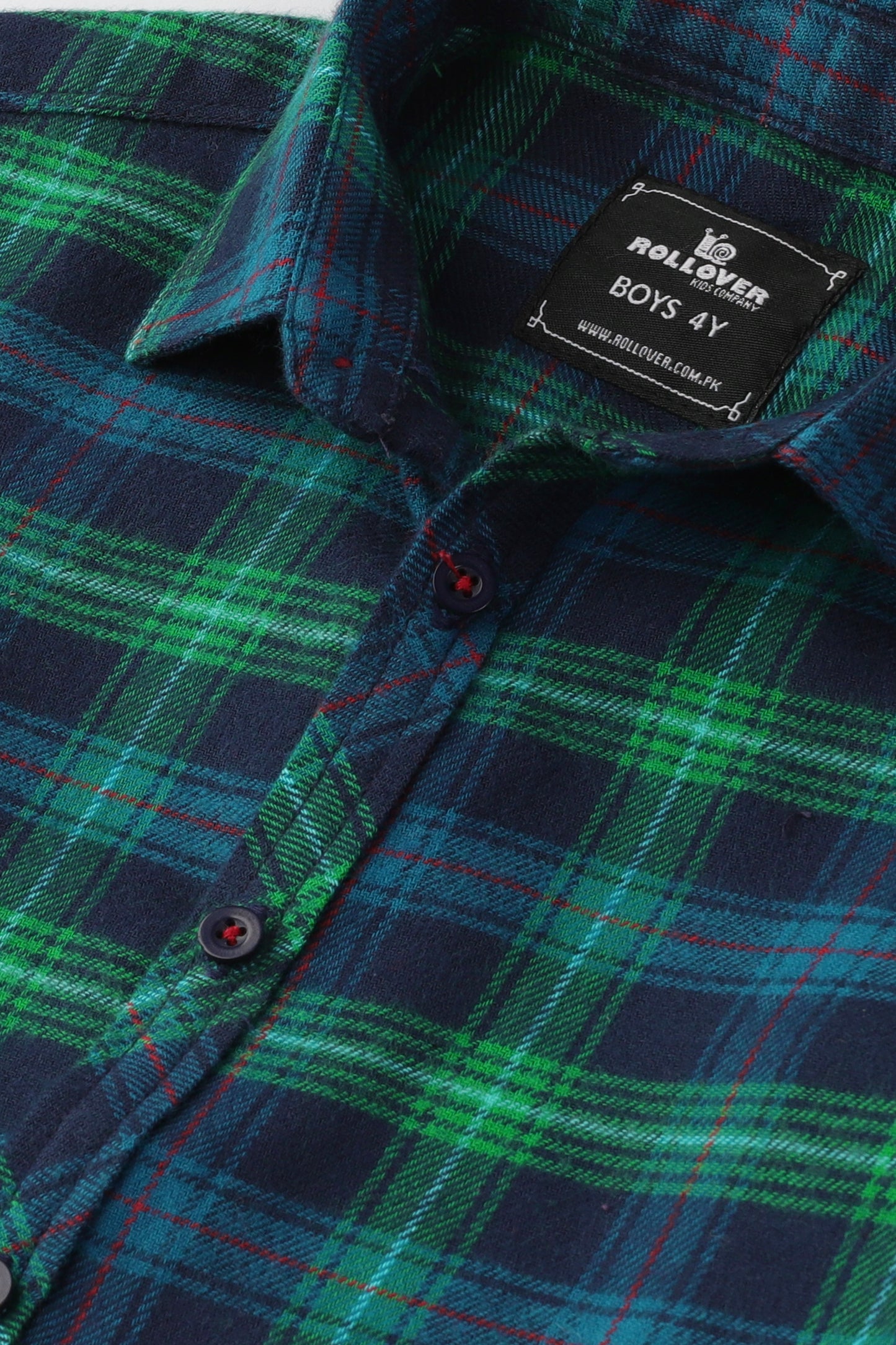 Boys Green Check Flannel Casual Shirt