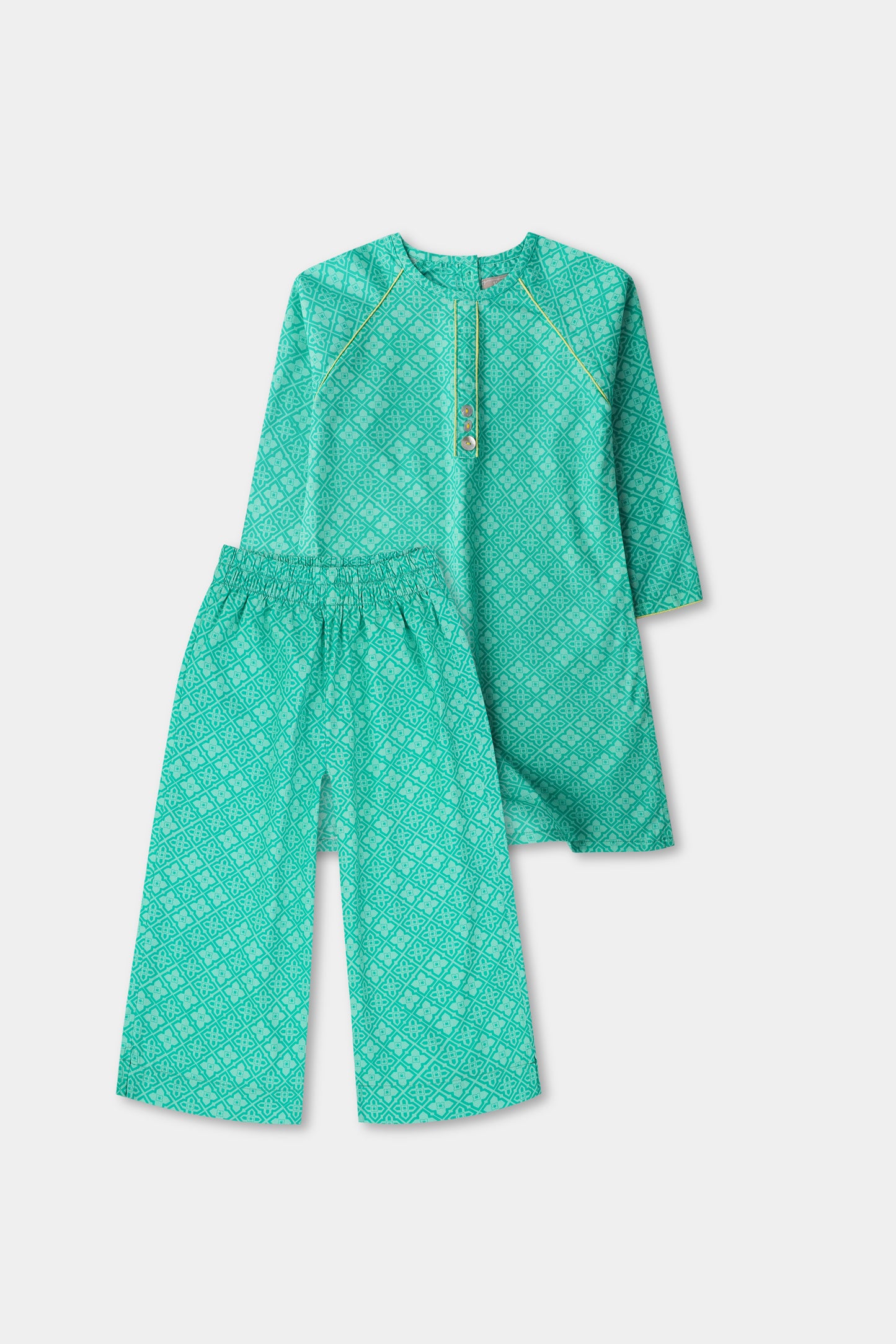 Green Classic Kurta Shalwar Set - 2pc