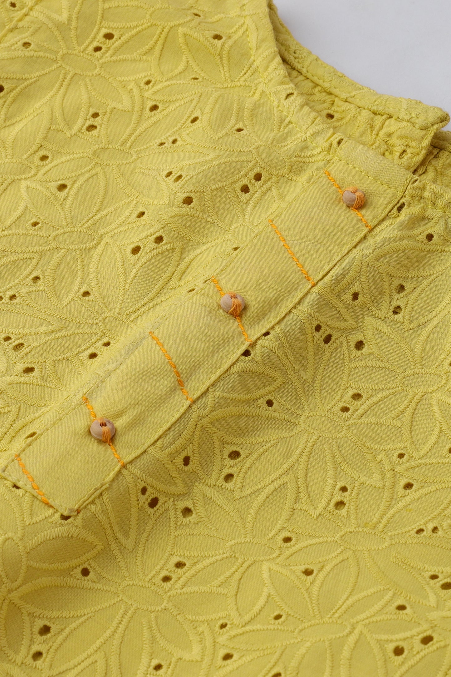 Girls Yellow Chikankari Kurta Shalwar Set - 2pc