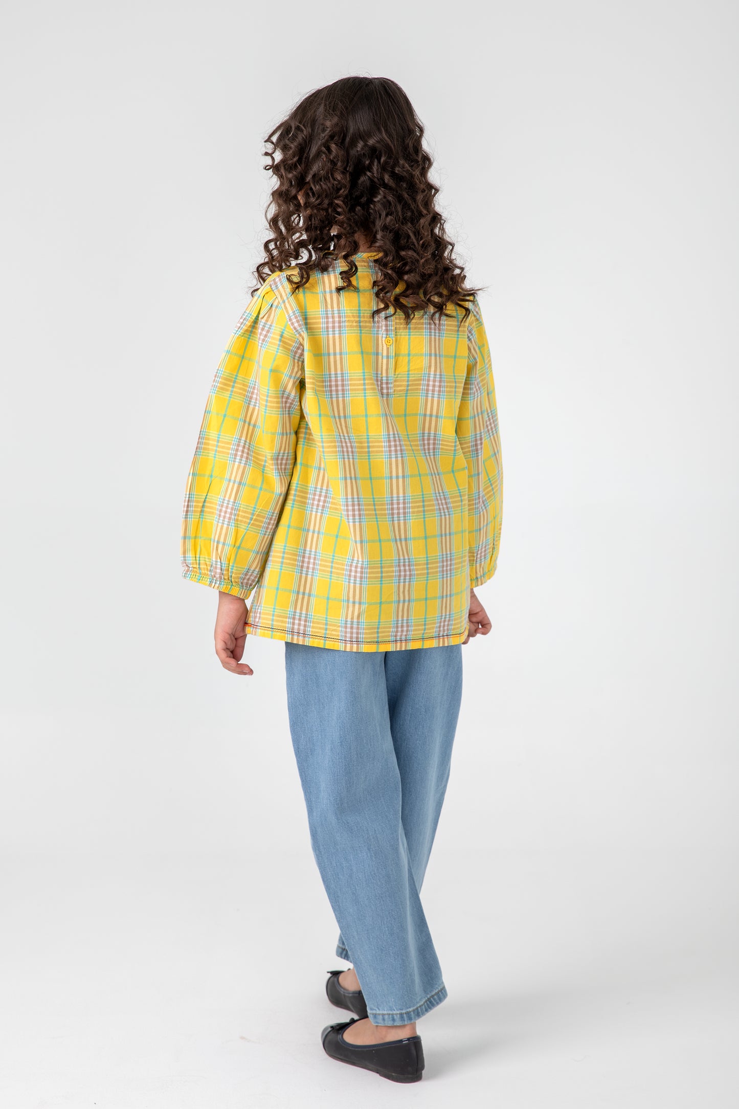 Mustard Cotton Check Top