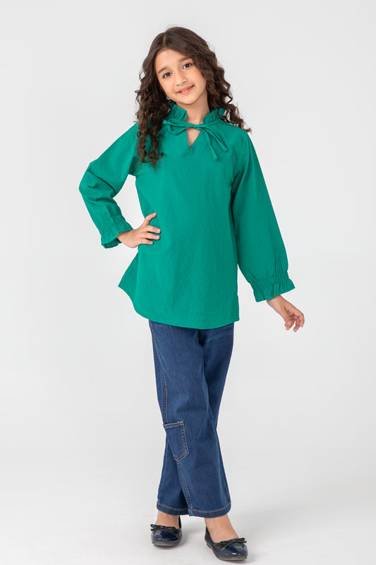 Emerald Elegance Chiffon Top