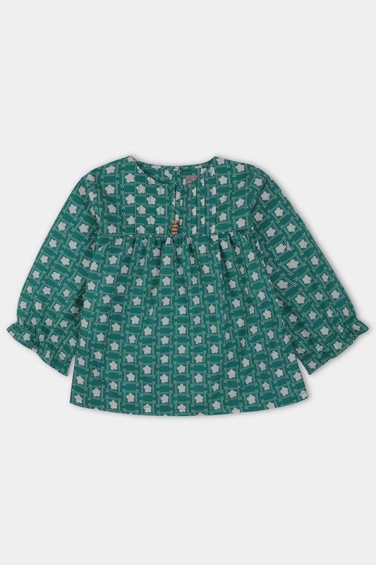 Green Floral Printed Top