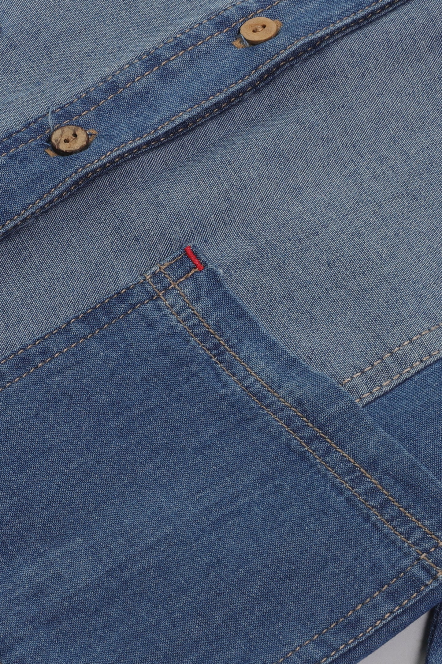 Denim Dual Tone Pocket Top