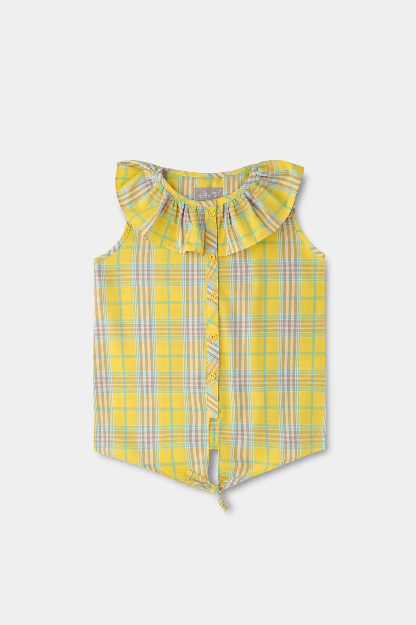 Mustard Plaid Button-Down Top