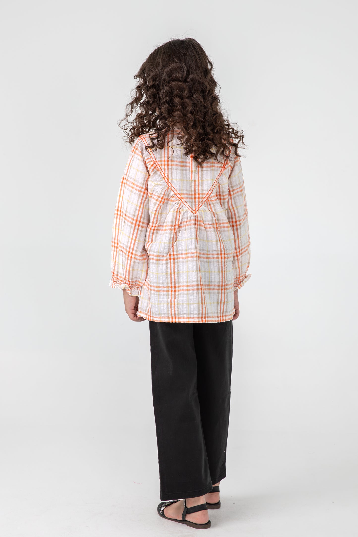 White Plaid Peplum Top