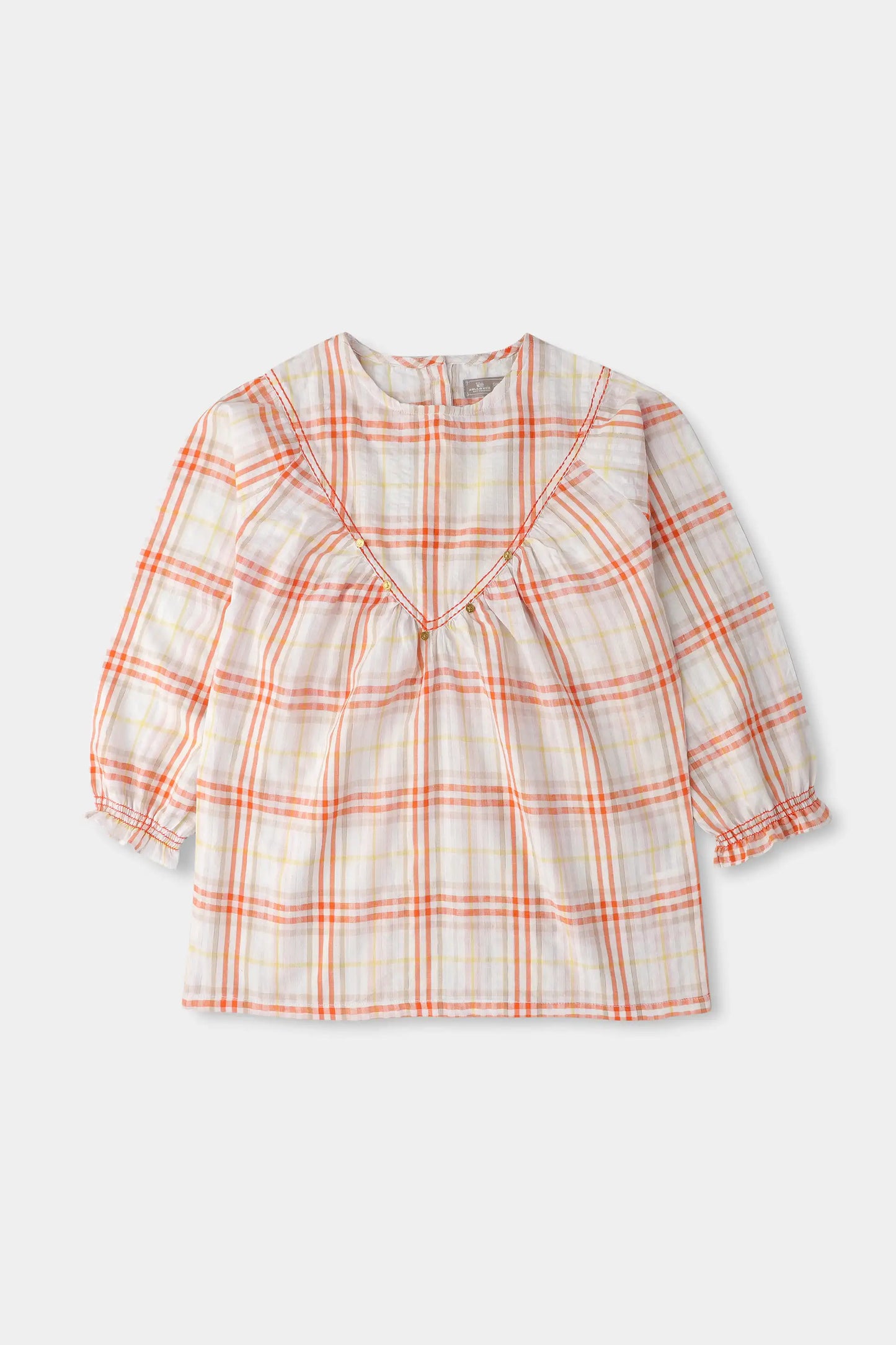 White Plaid Peplum Top