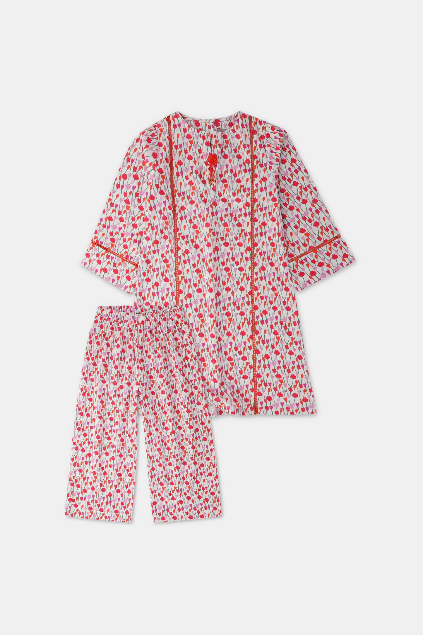 Tulip Bloom Cotton Kurta Set - 2pc