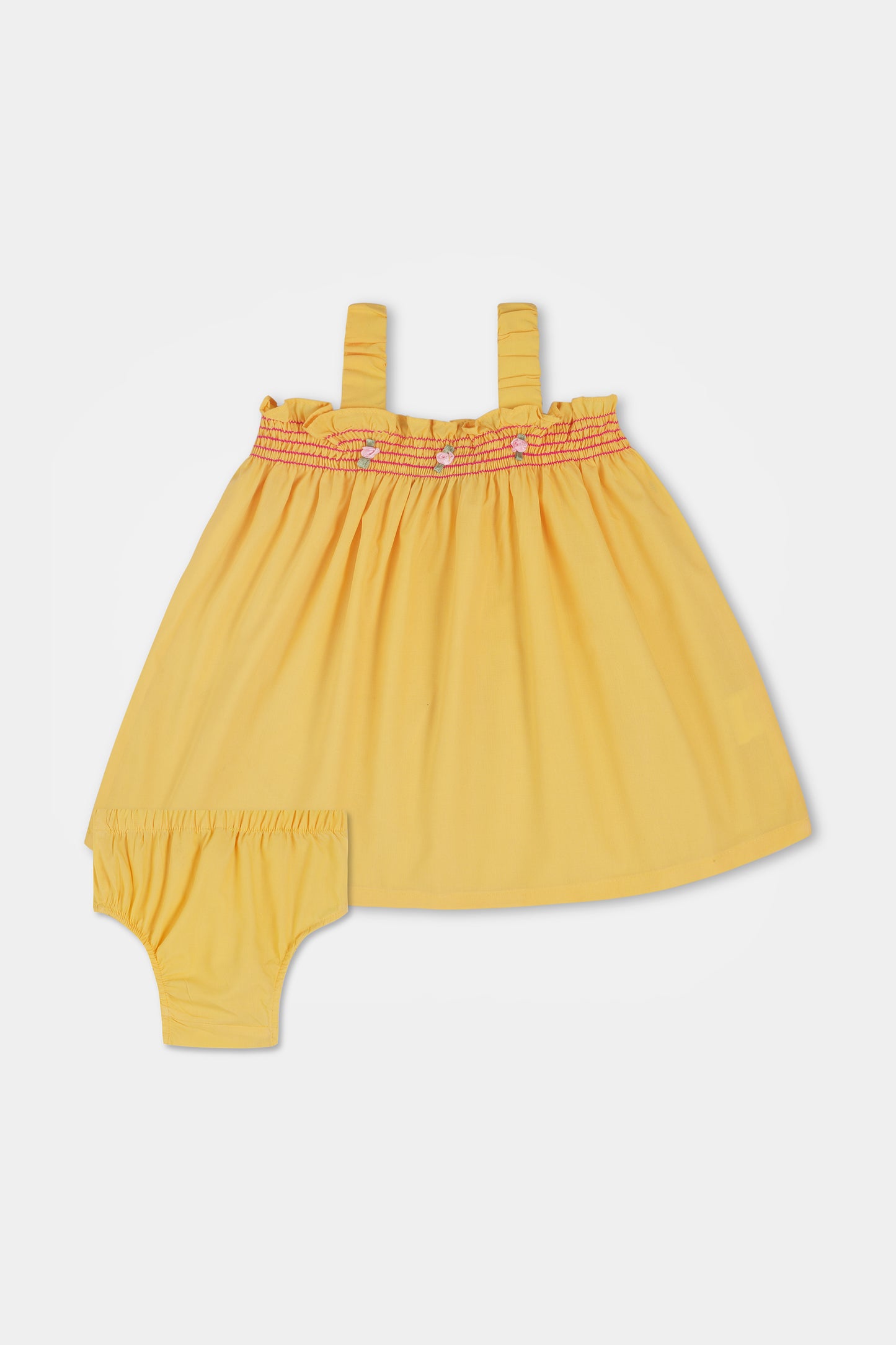 Yellow Petal Smocked Dress Set