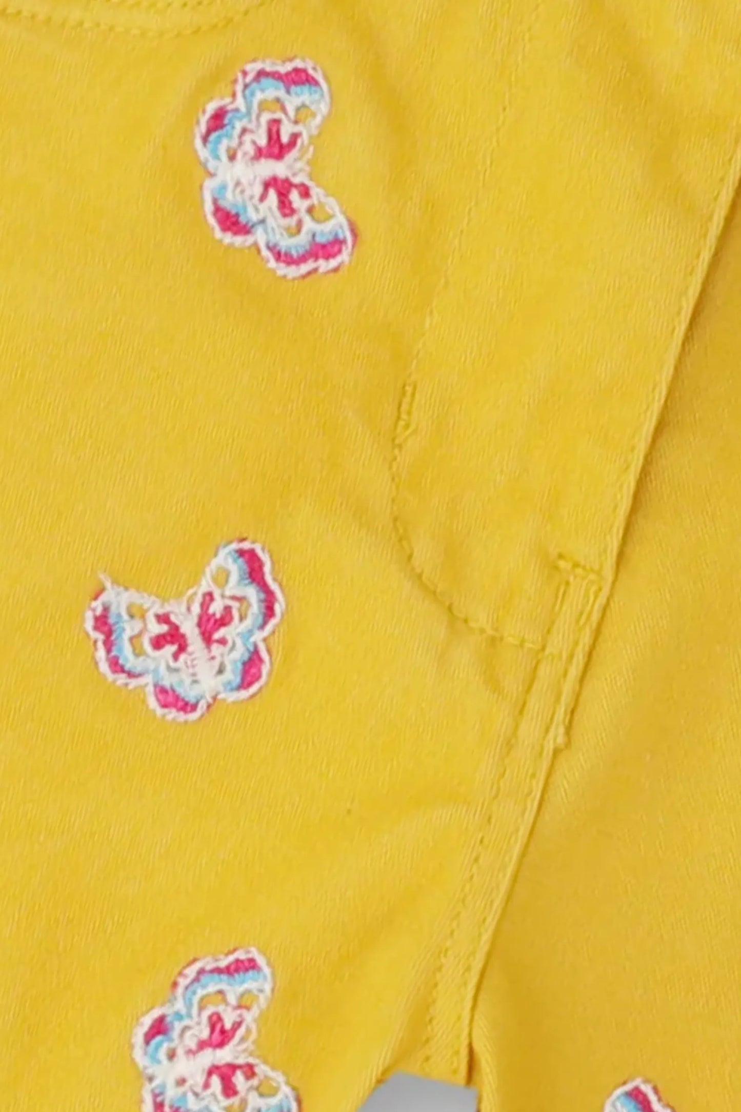 Yellow Butterfly Emboidered Shorts