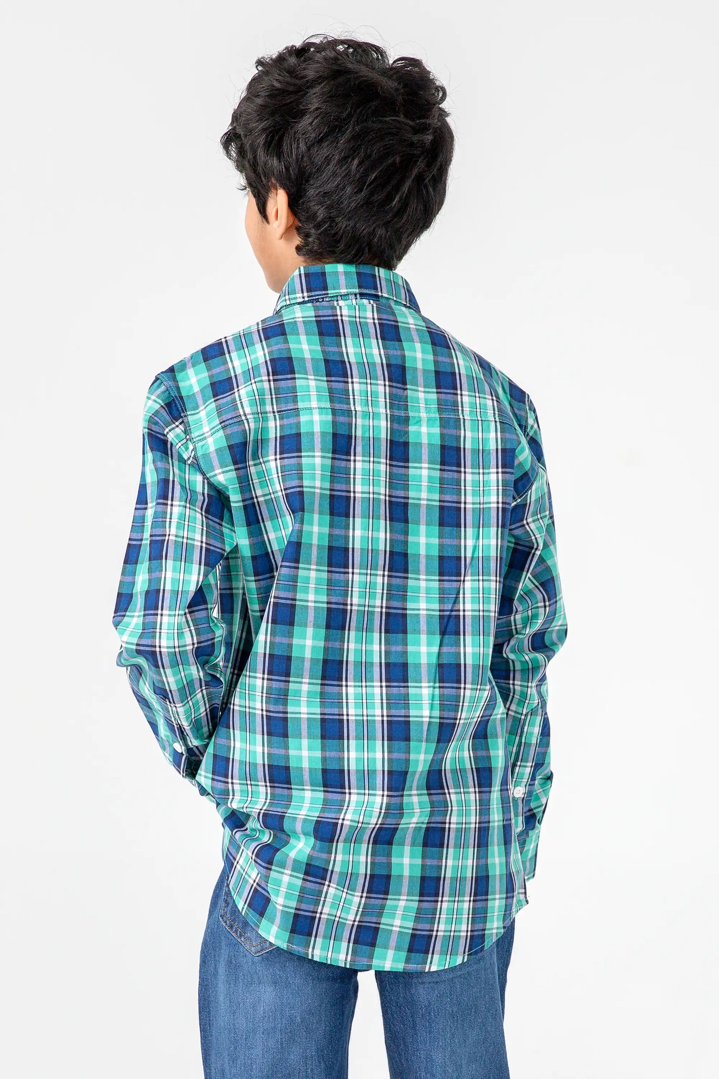 Blue & Green Checkered Cotton Shirt