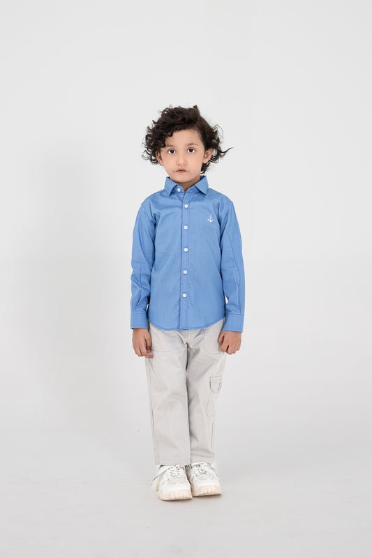 Boys Blue Anchor Casial Shirt