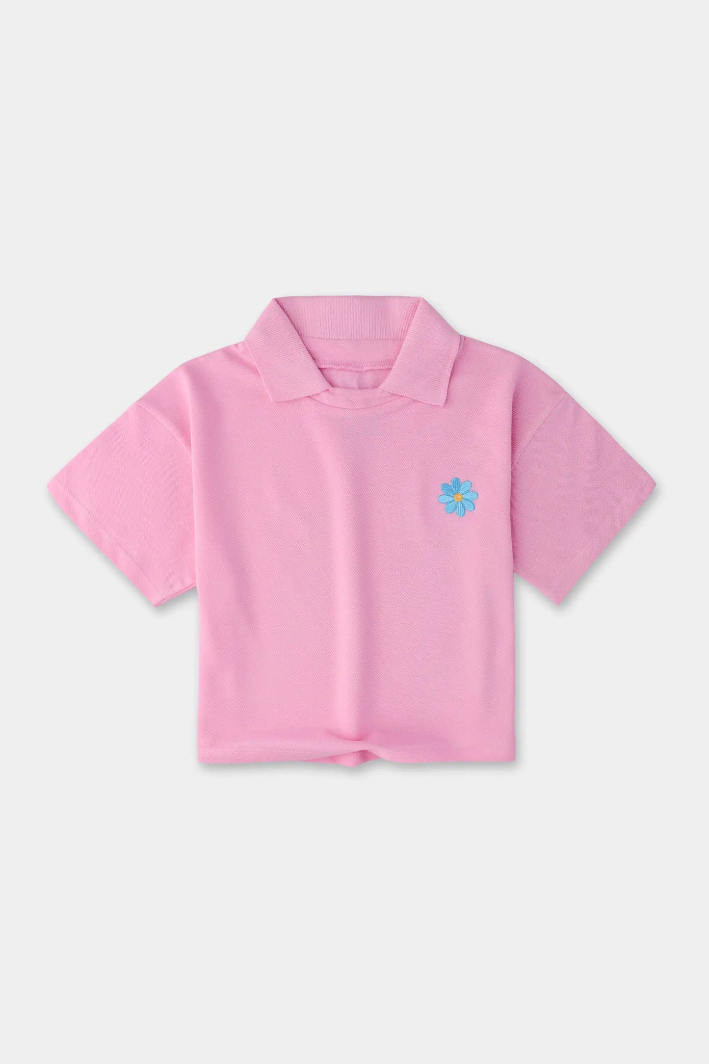 Girls' Pink Oversized Polo Shirt