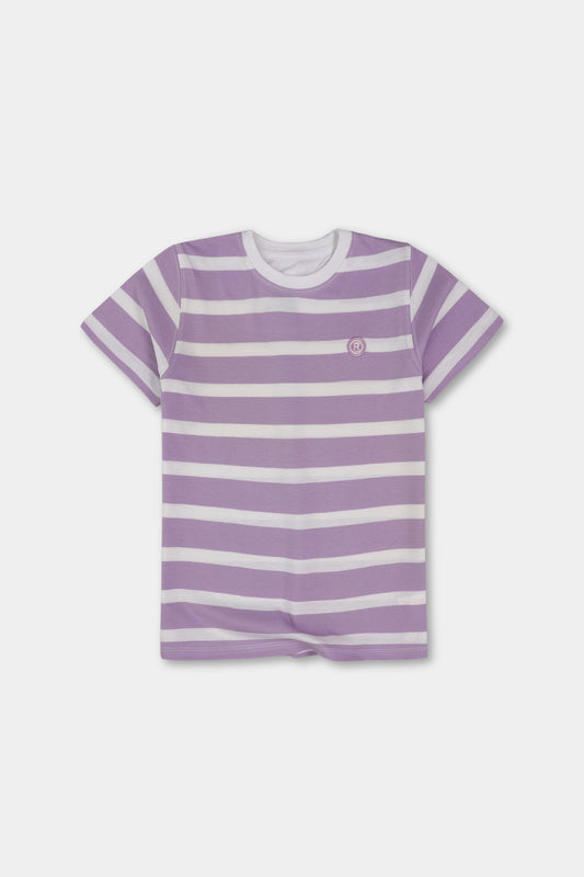 Boys Purple Striped Signature Tee