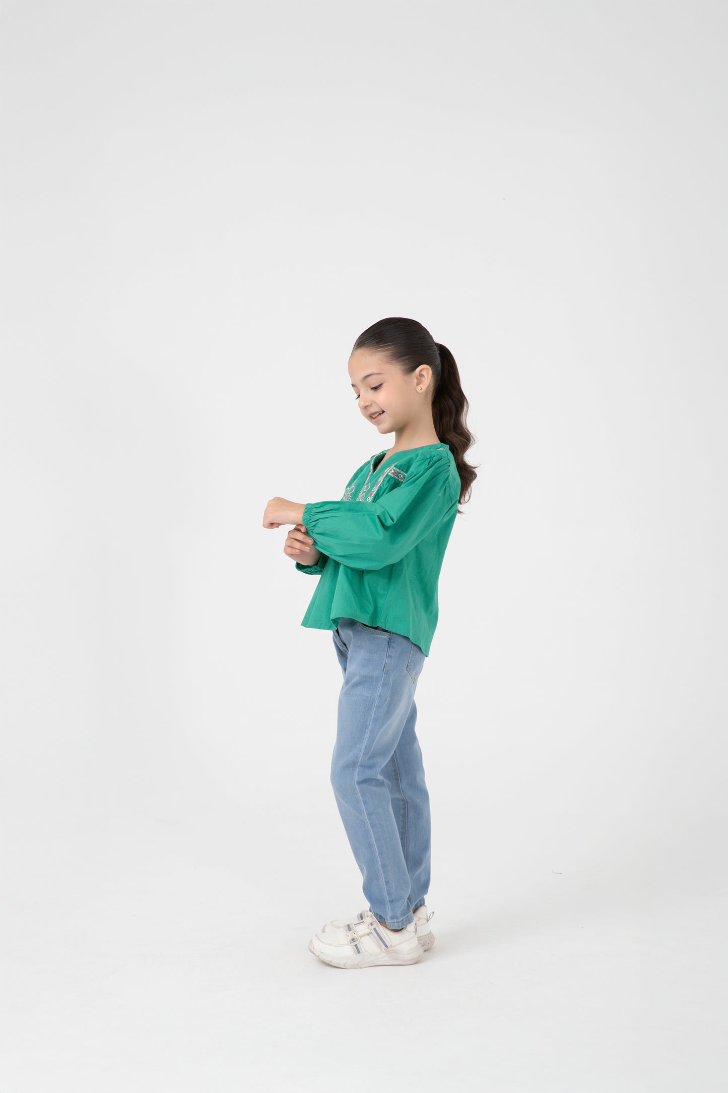 Emerald Emboidered Raglan Top