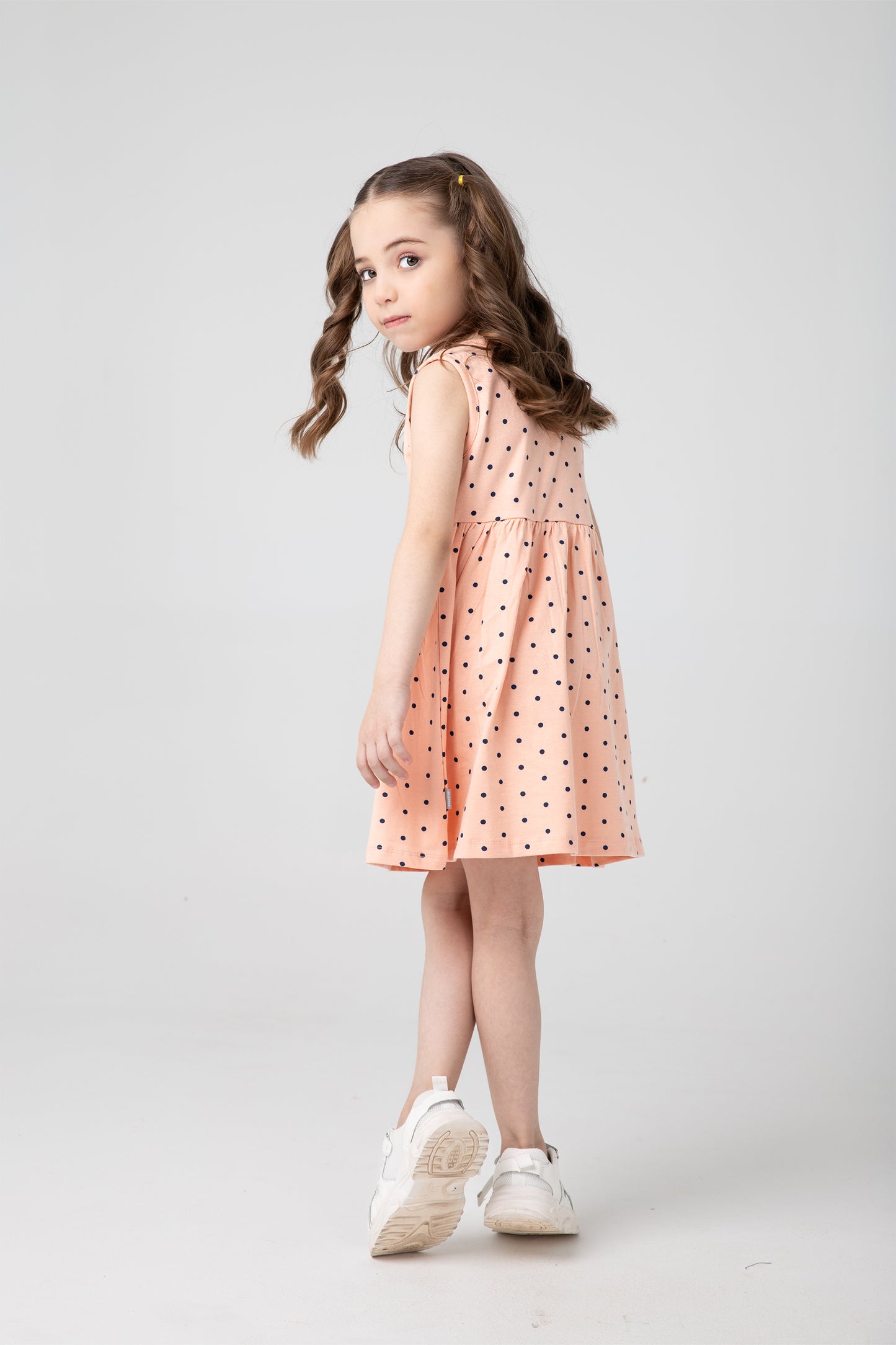 Peach Polka Dot Jersey Frock