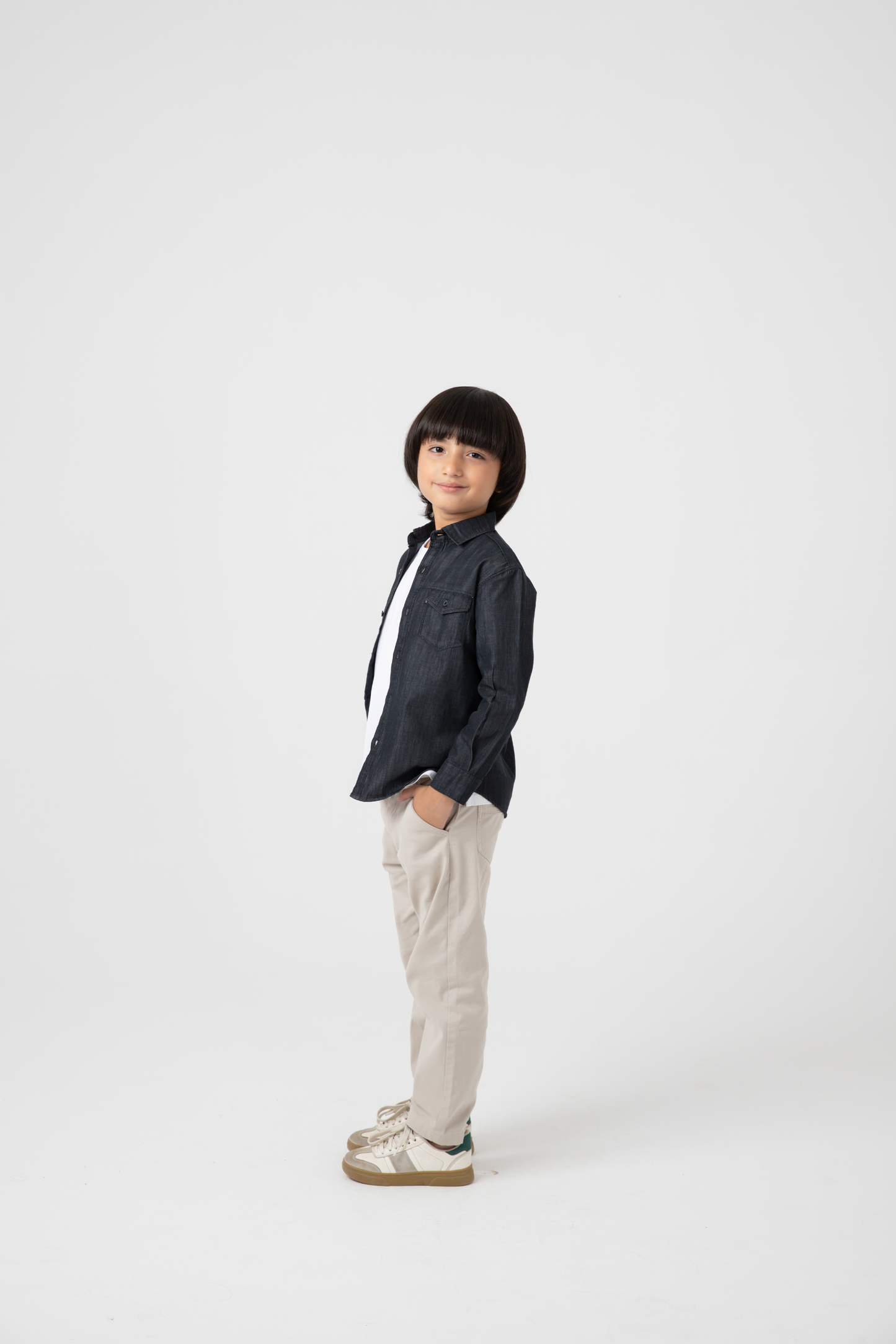 Boys Black Core Chambray Shirt