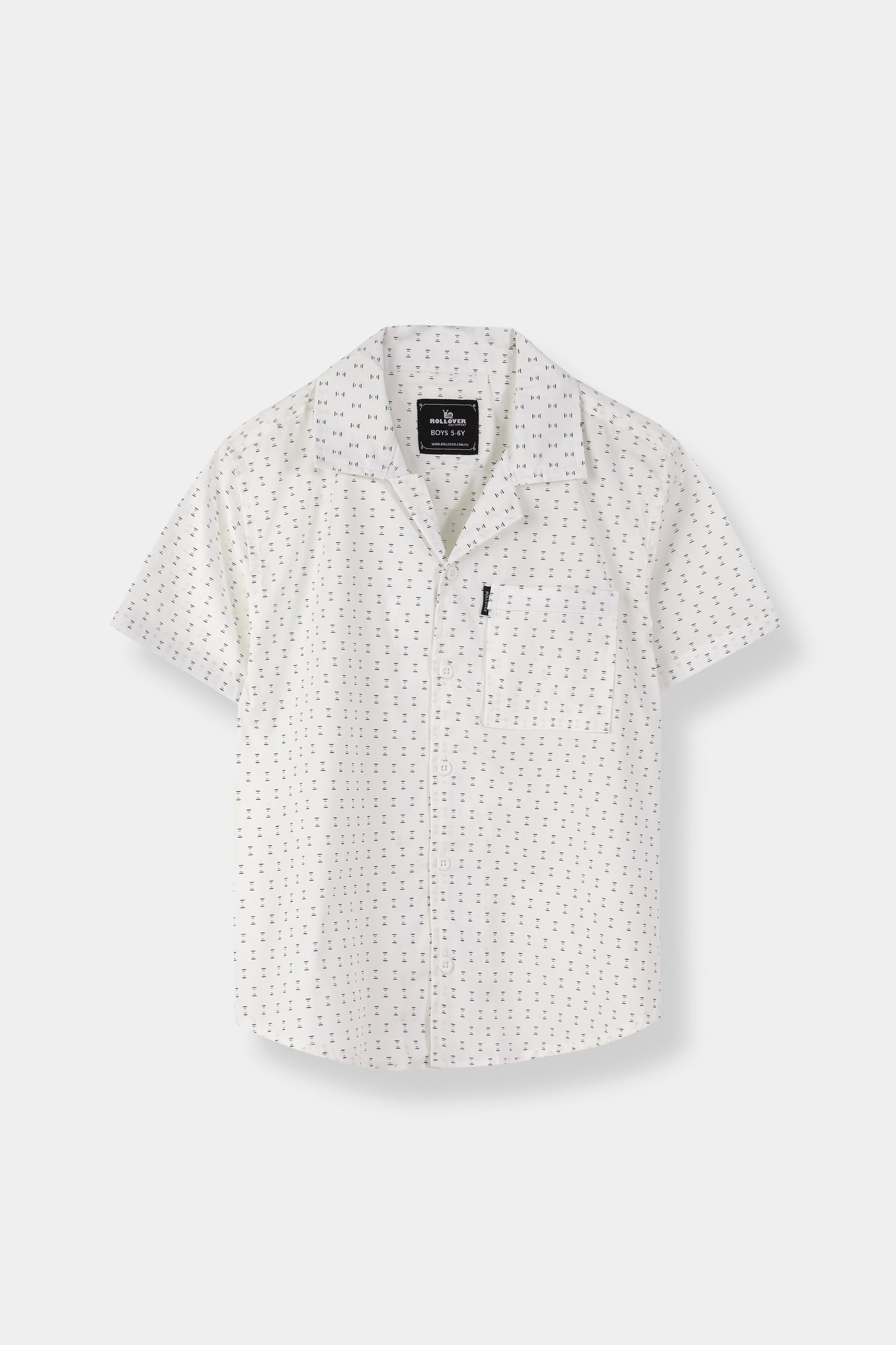 Boys White Crisp Printed Shirt