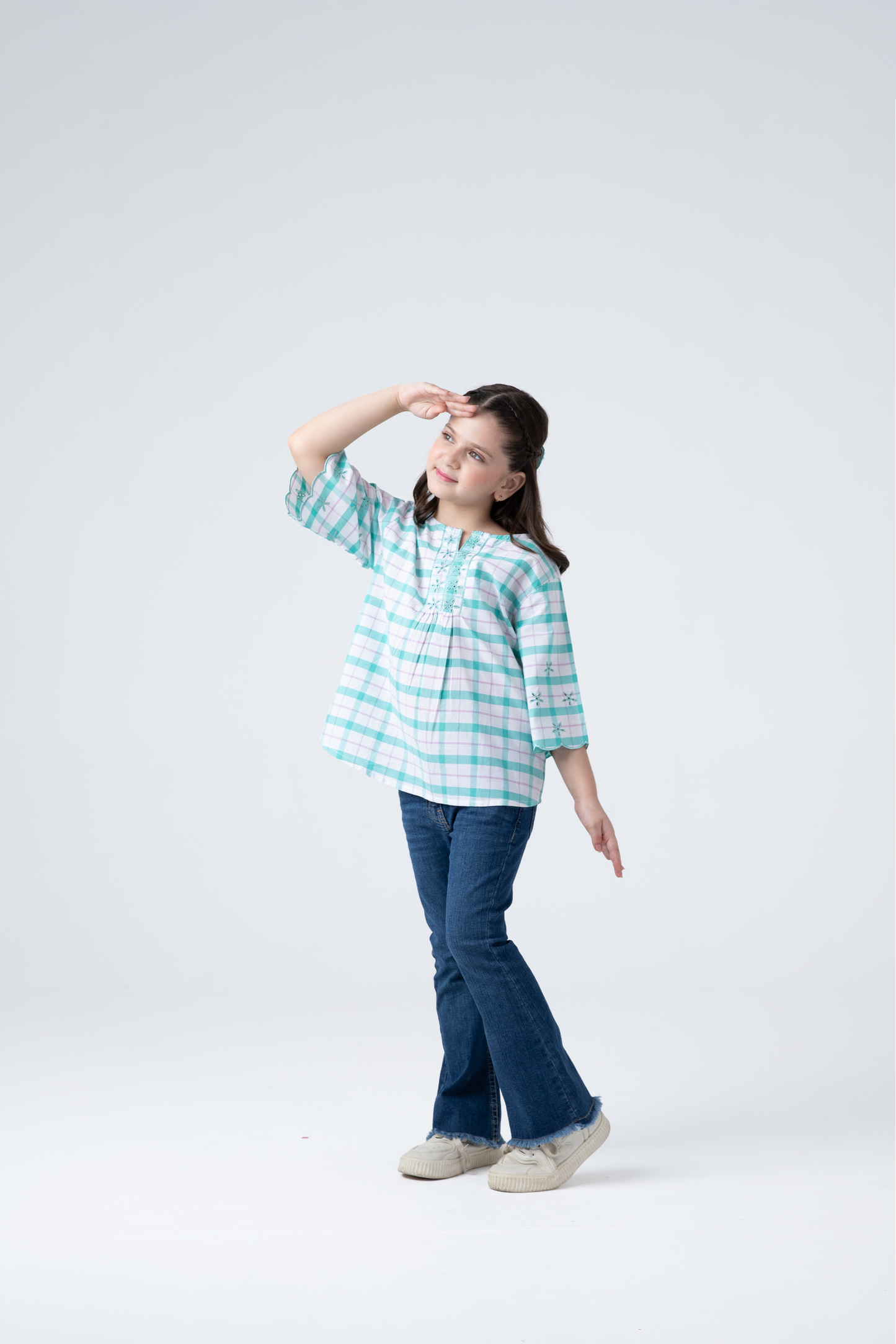 White Plaid Top