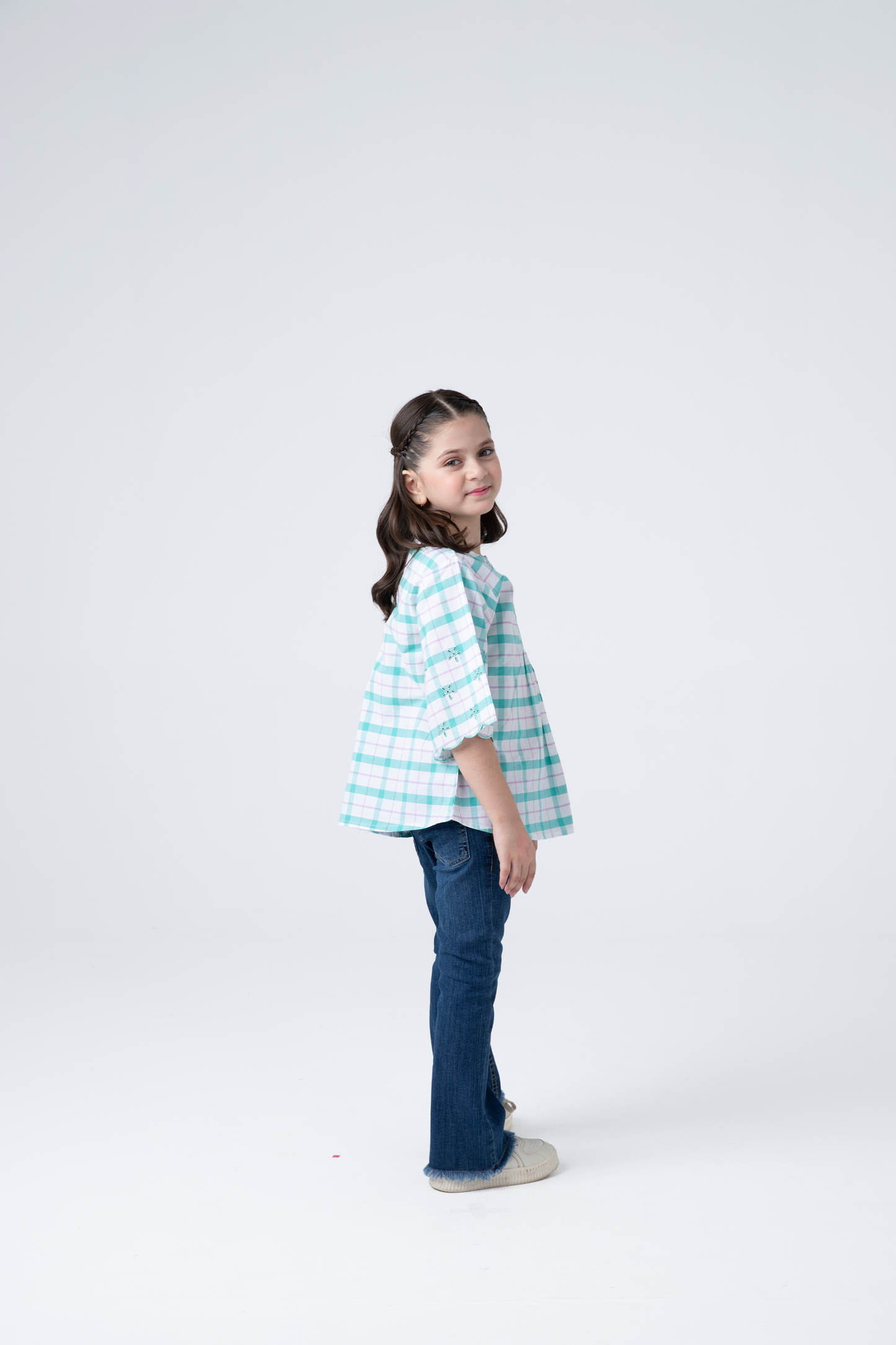White Plaid Top