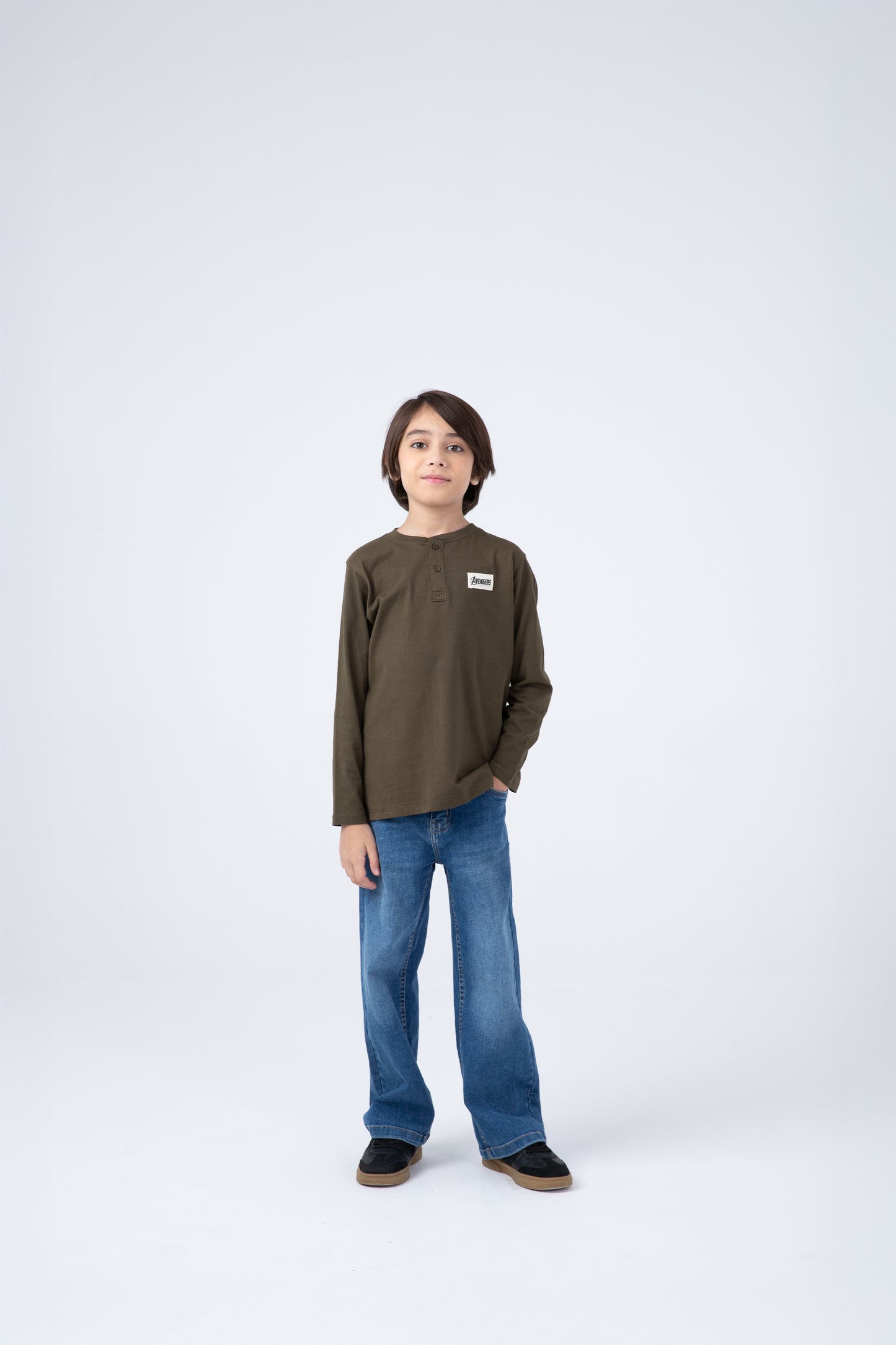 Olive Avengers Henley Tee