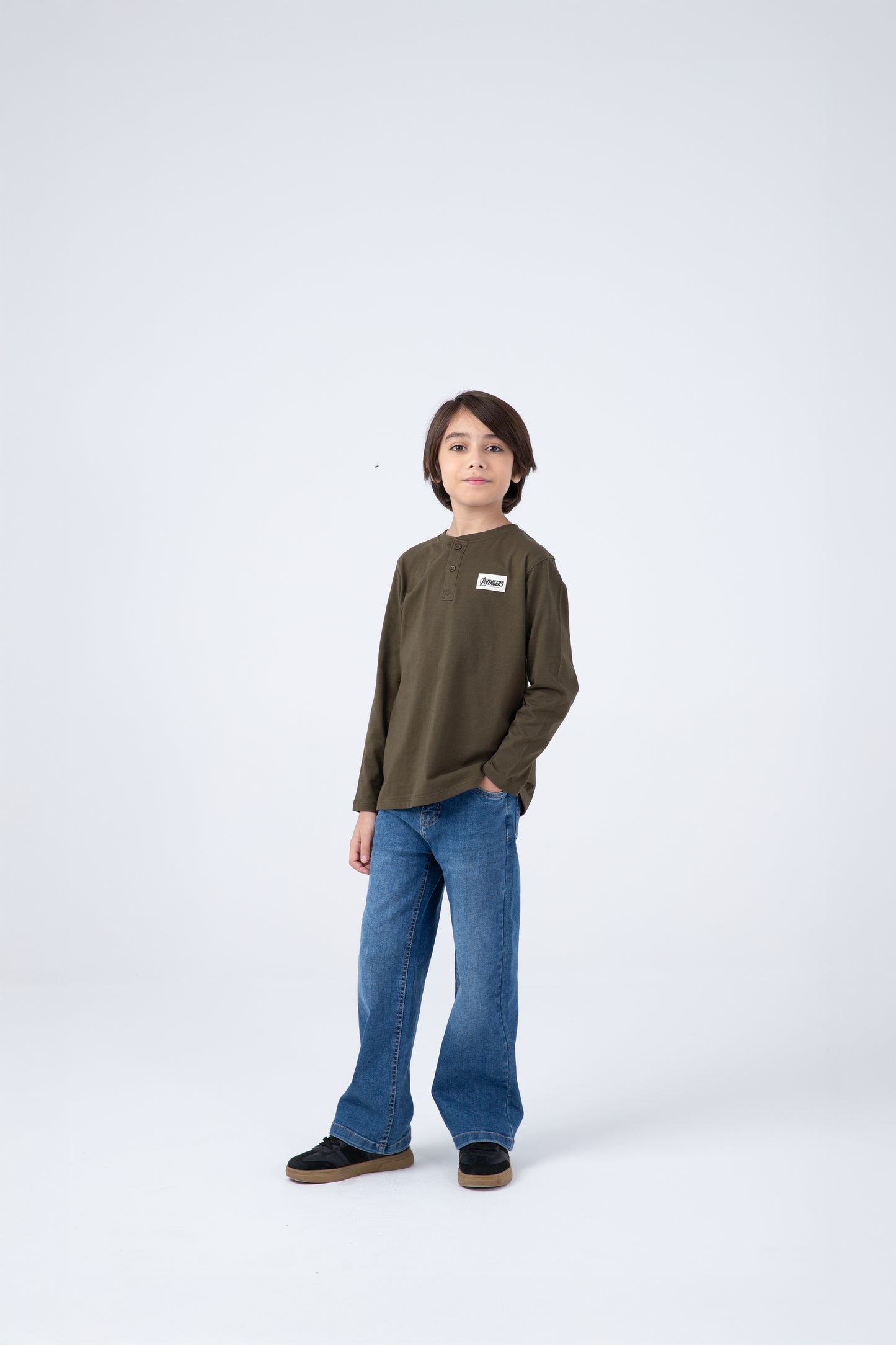 Olive Avengers Henley Tee