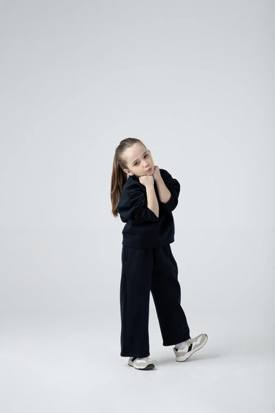 Girls Solid Blue Fleece Co-ord Set