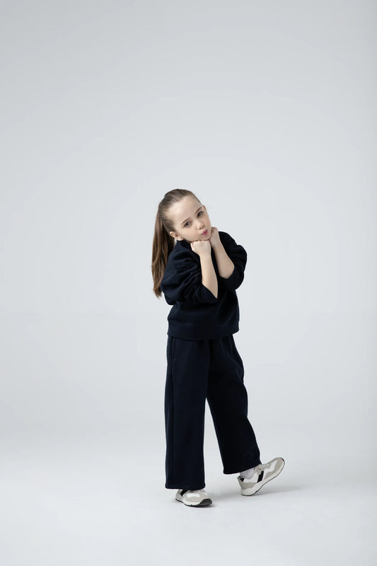Girls Solid Blue Co-ord Set
