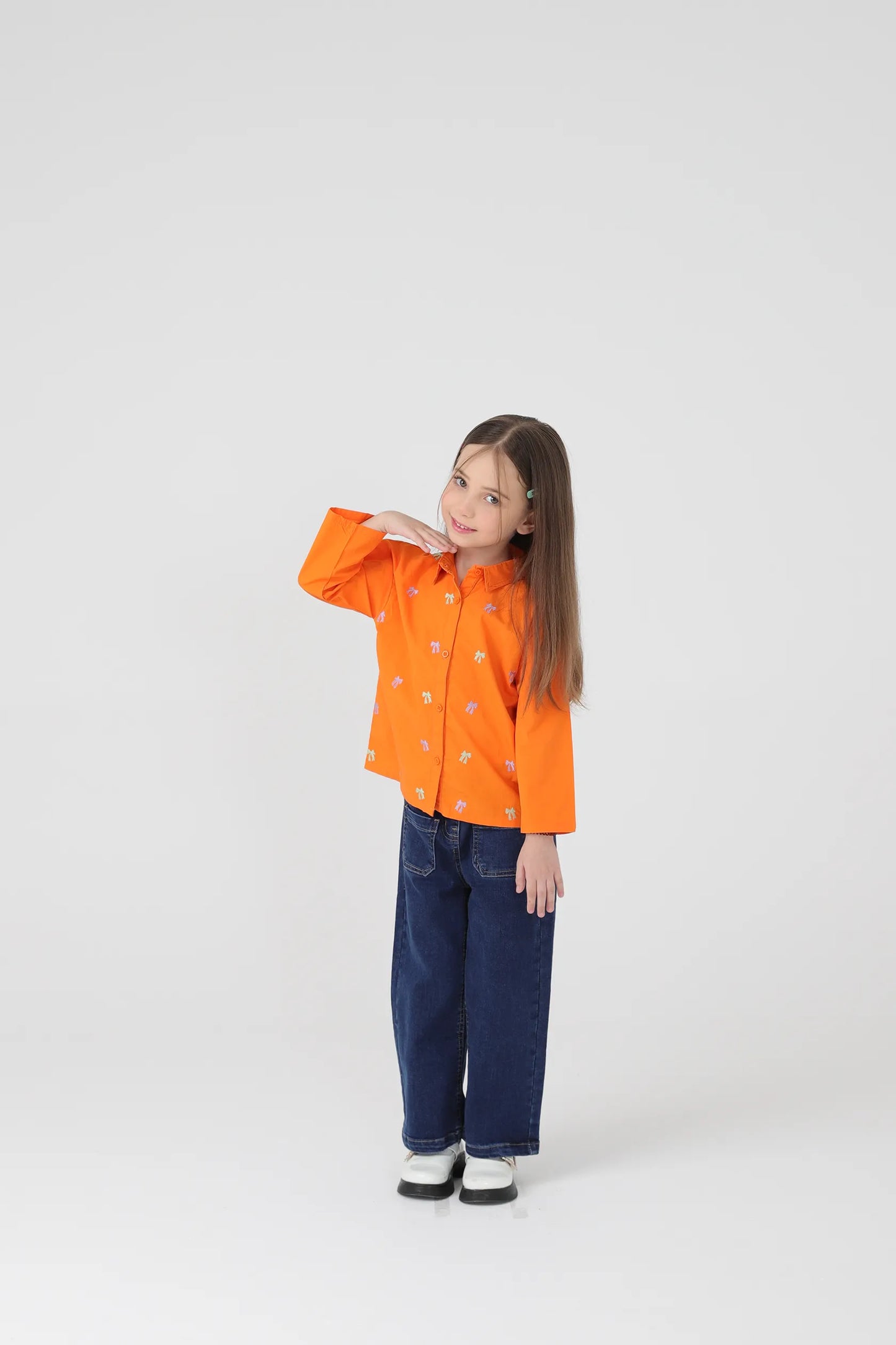 Bow Embroidered Orange Top