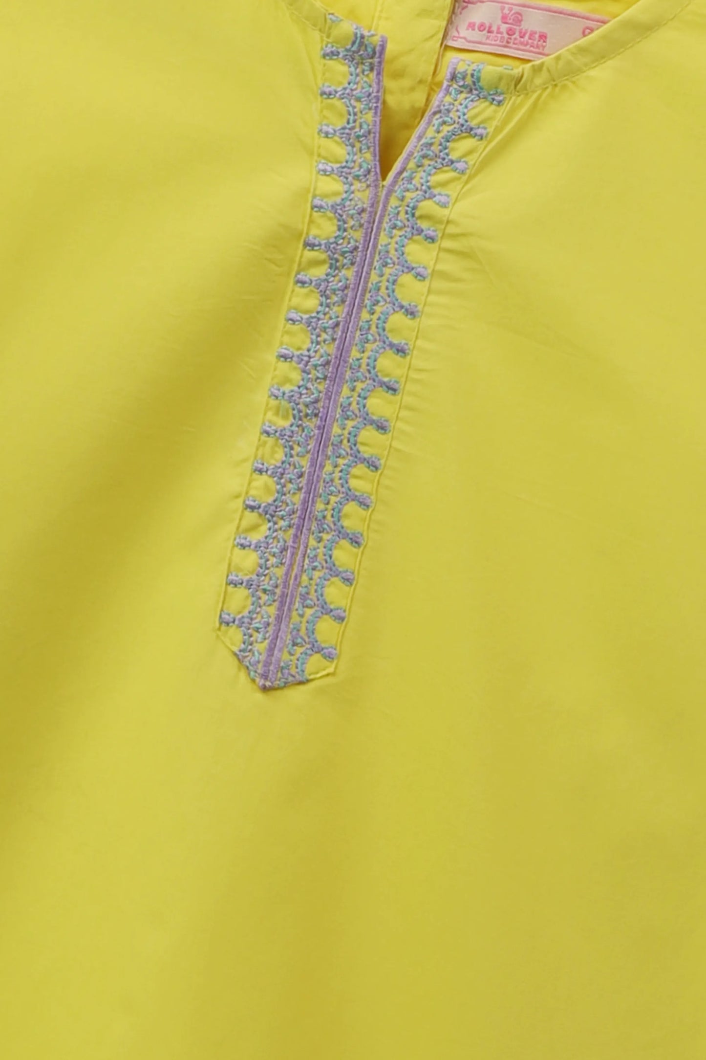 Bright Yellow Cotton Embroidered Top