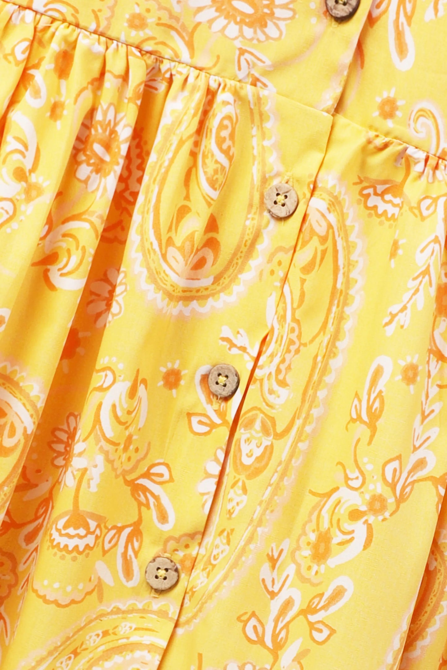 Yellow Paisley Printed Cotton Dress