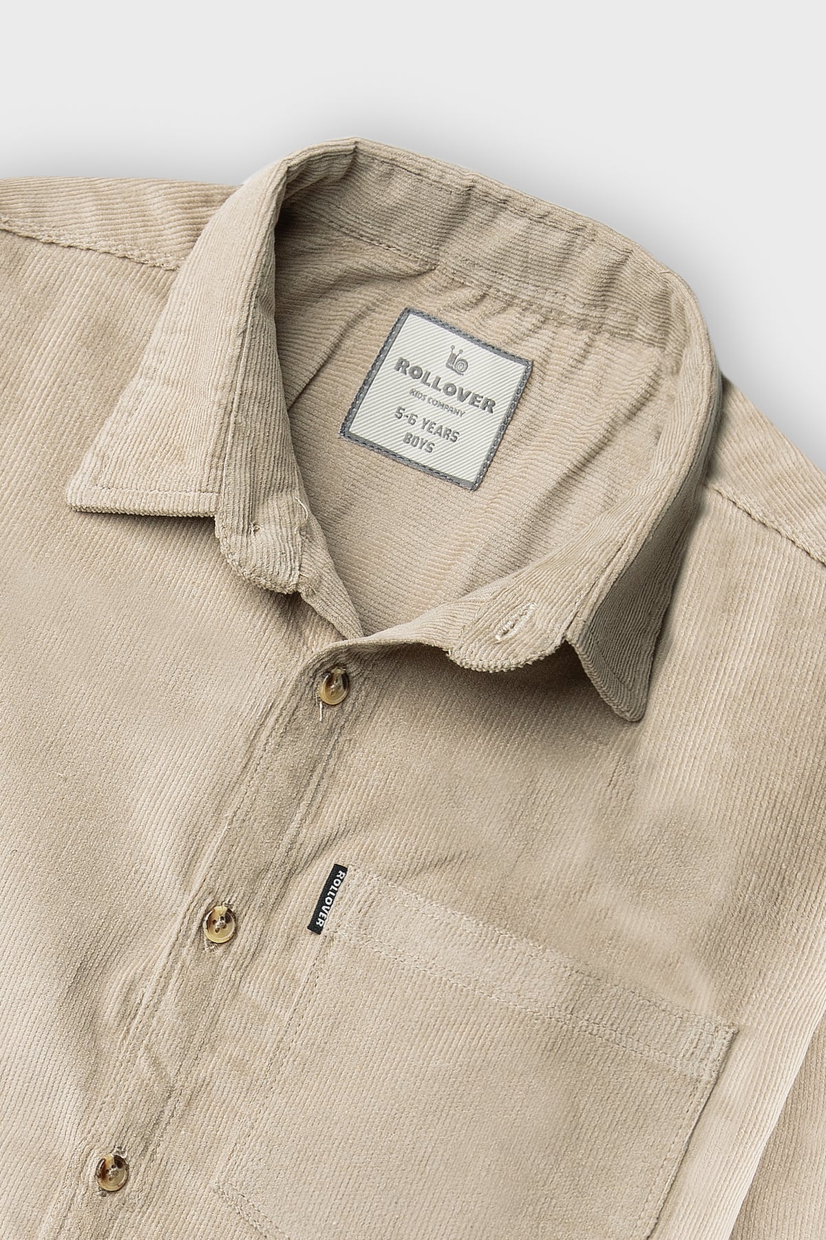 Boys Beige Corduroy Drop Casual Shirt