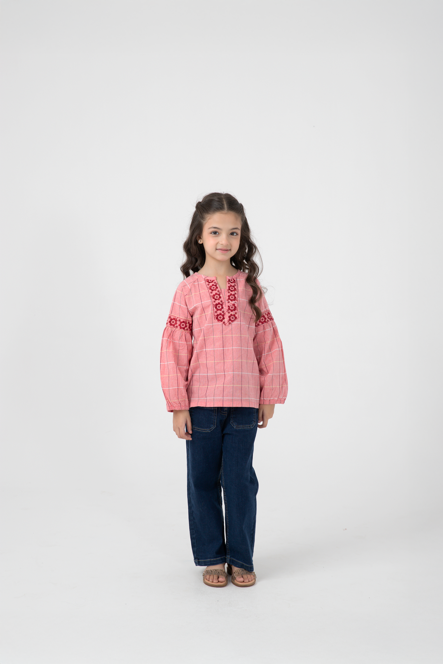 Peach Checkered Top