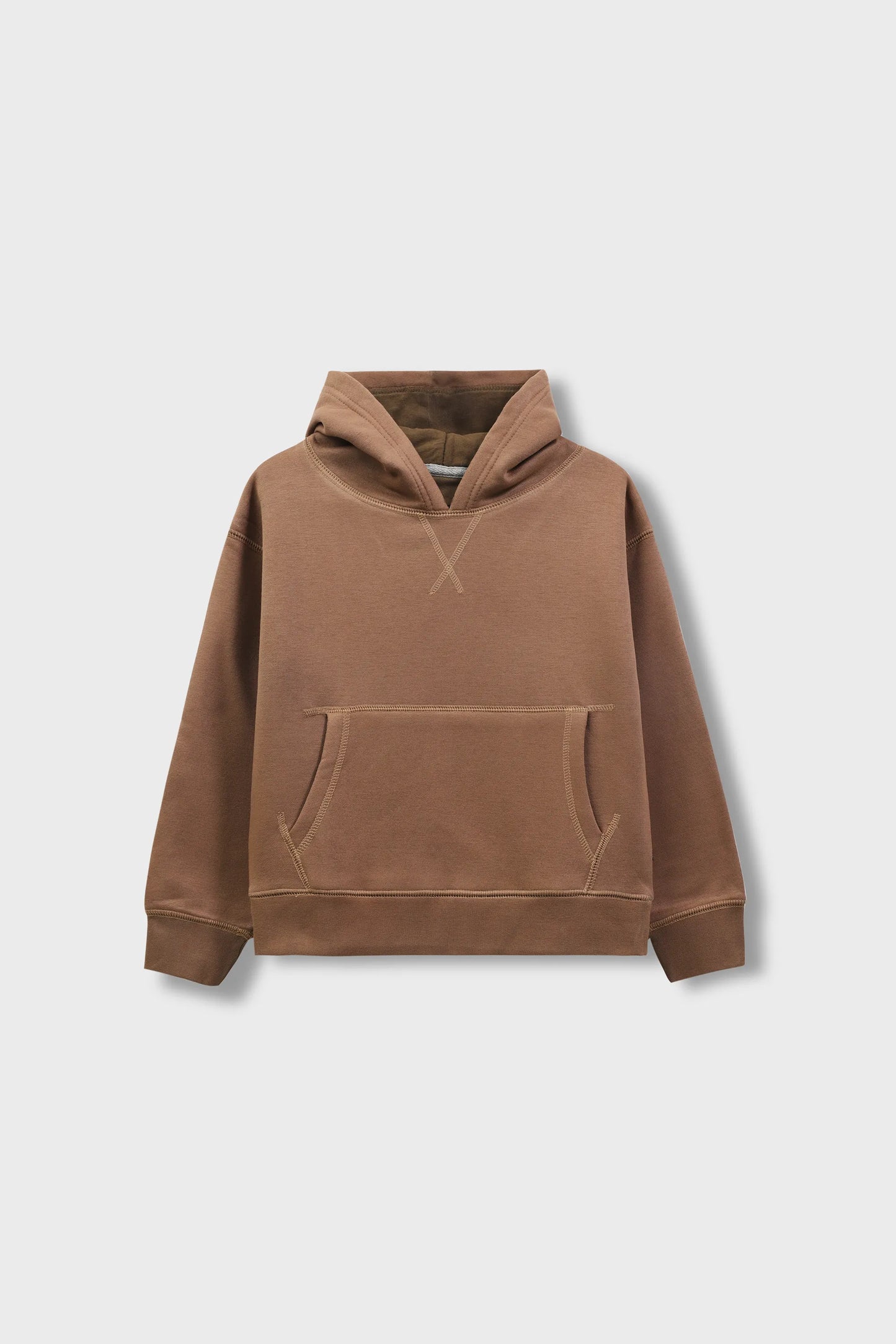 Boys Solid Brown Fleece Hoodie