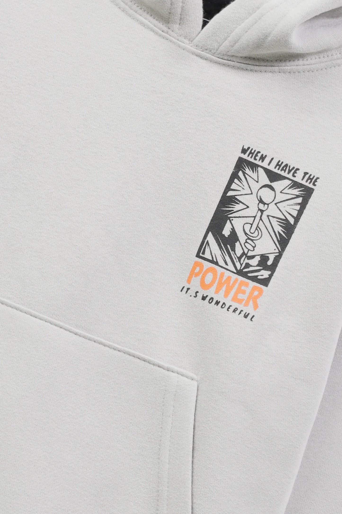 Boys Grey Graphic Fleece Hoodie